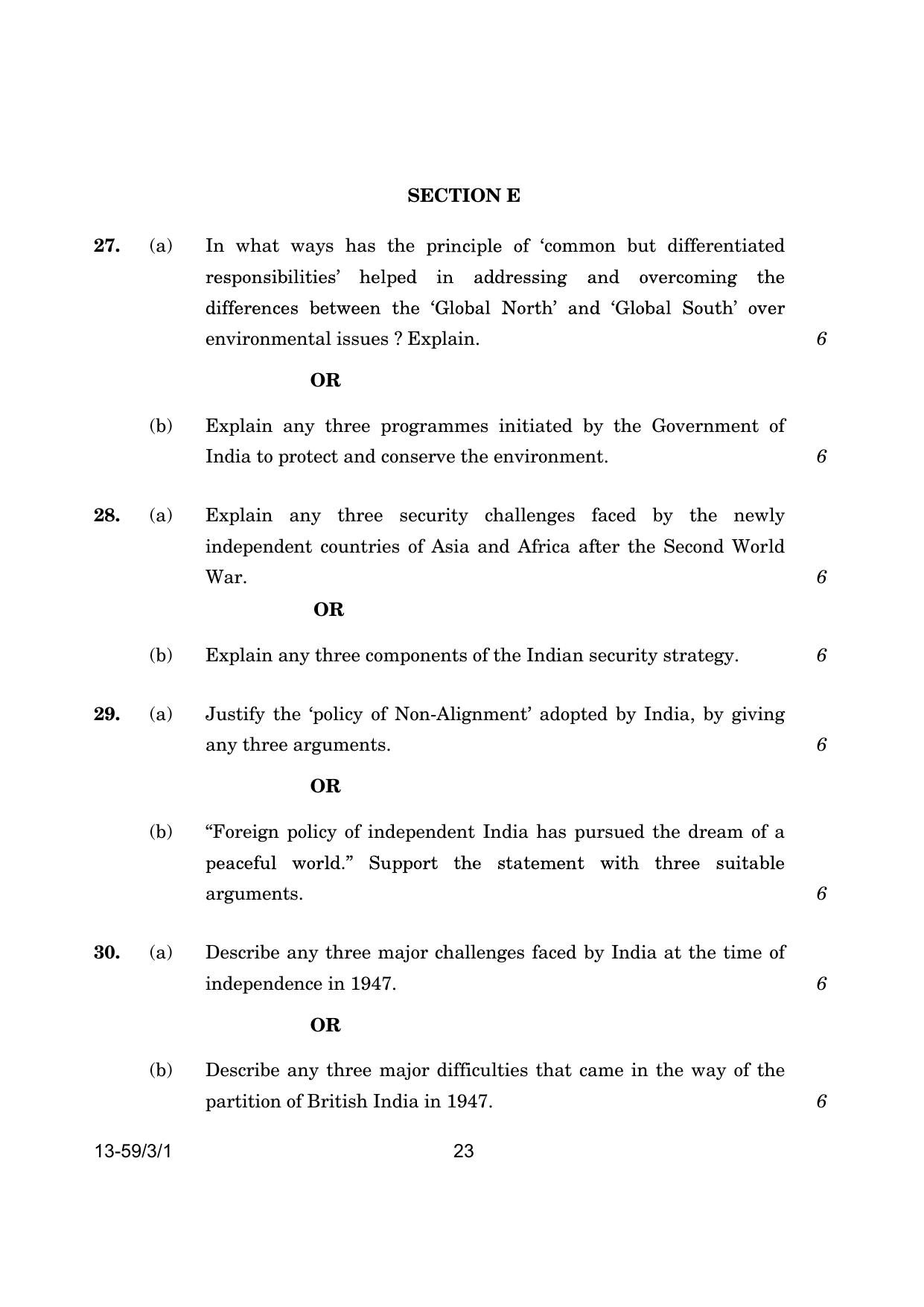 CBSE Class 12 59-3-1 Poltical Science 2024 Question Paper - Page 23