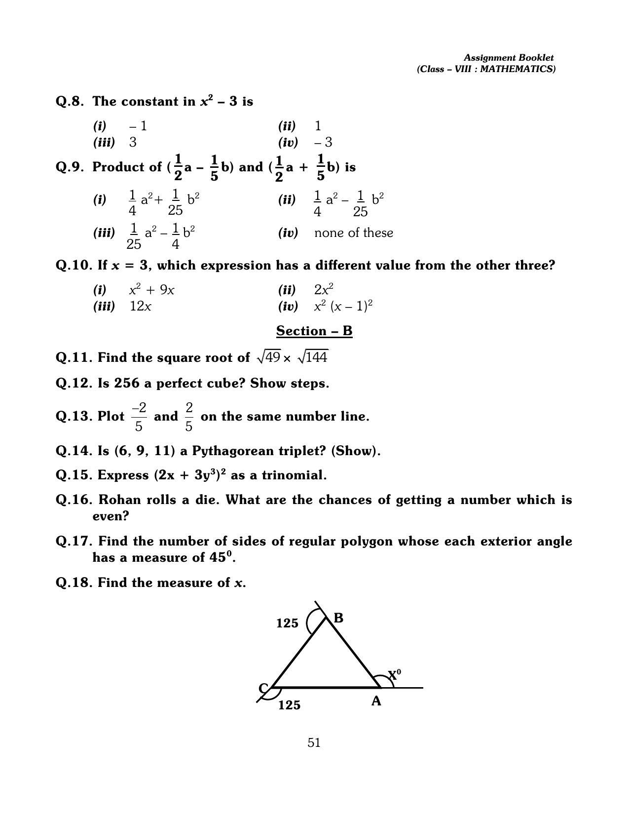 CBSE Worksheets for Class 8 Mathematics Assignment 13 - Page 41
