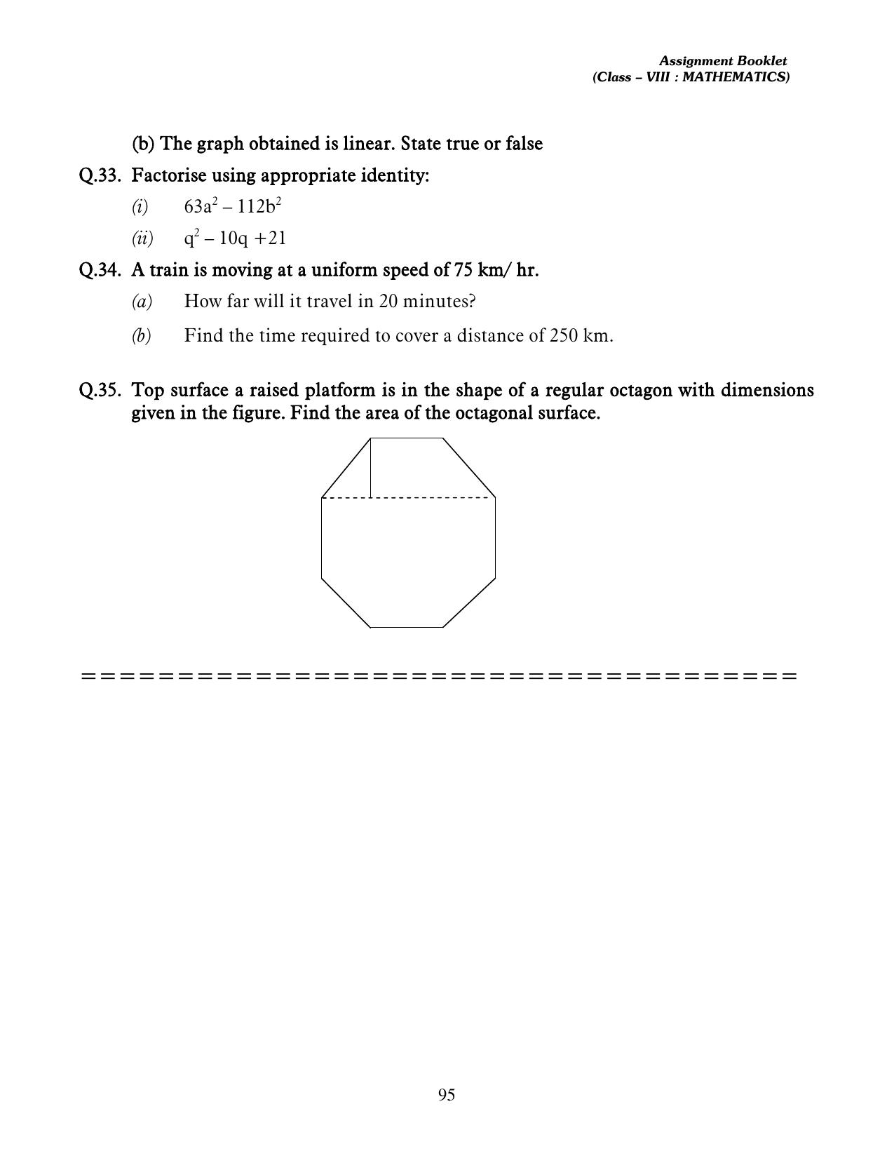 CBSE Worksheets for Class 8 Mathematics Assignment 13 - Page 85