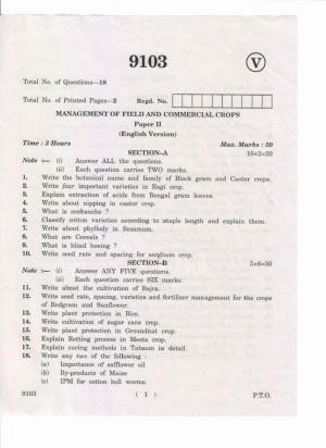 AP Inter 2nd Year Management of Field and Commericial Crops-II May-2019-Vocational Question Paper