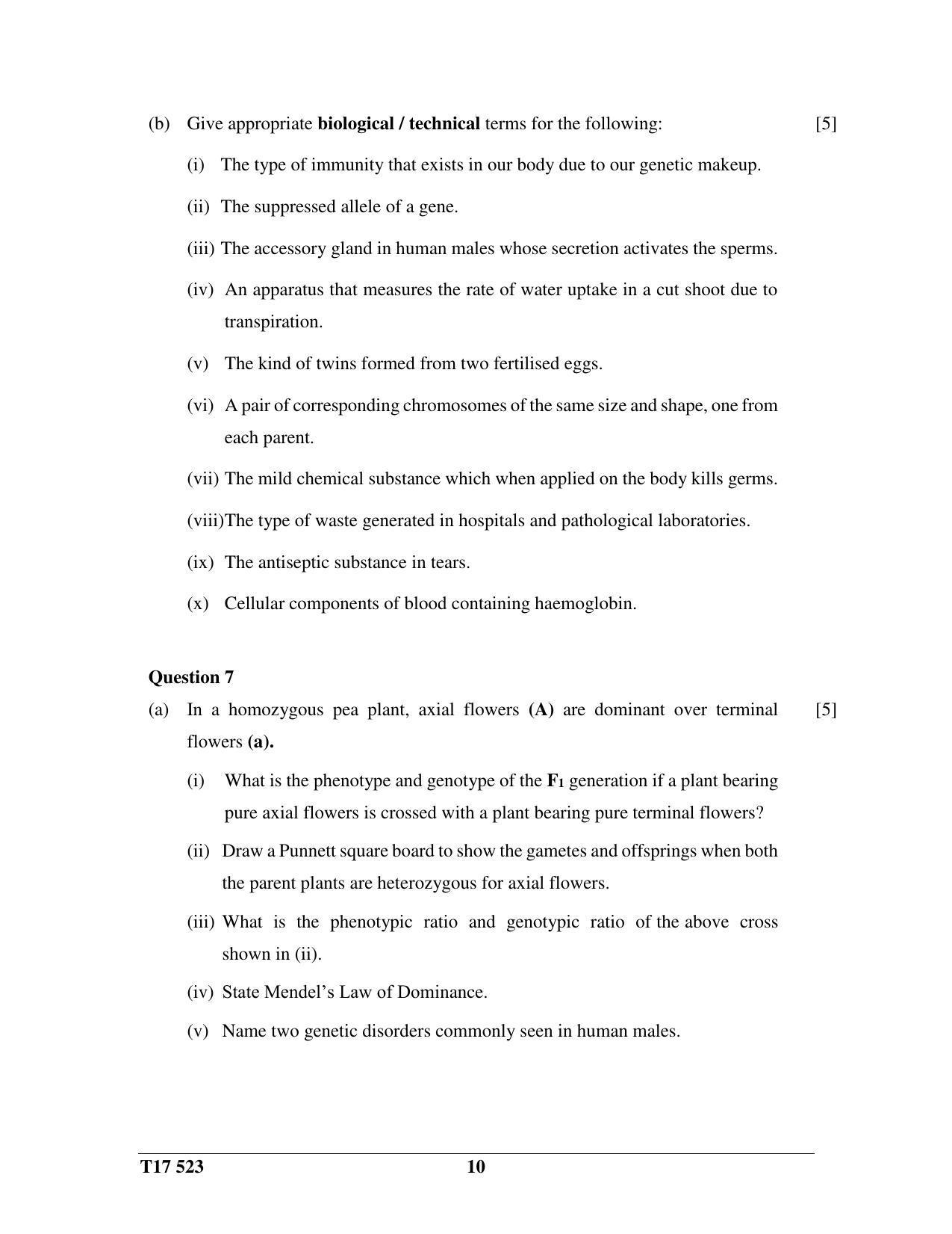 ICSE Class 10 BIOLOGY 2017 Question Paper - Page 10