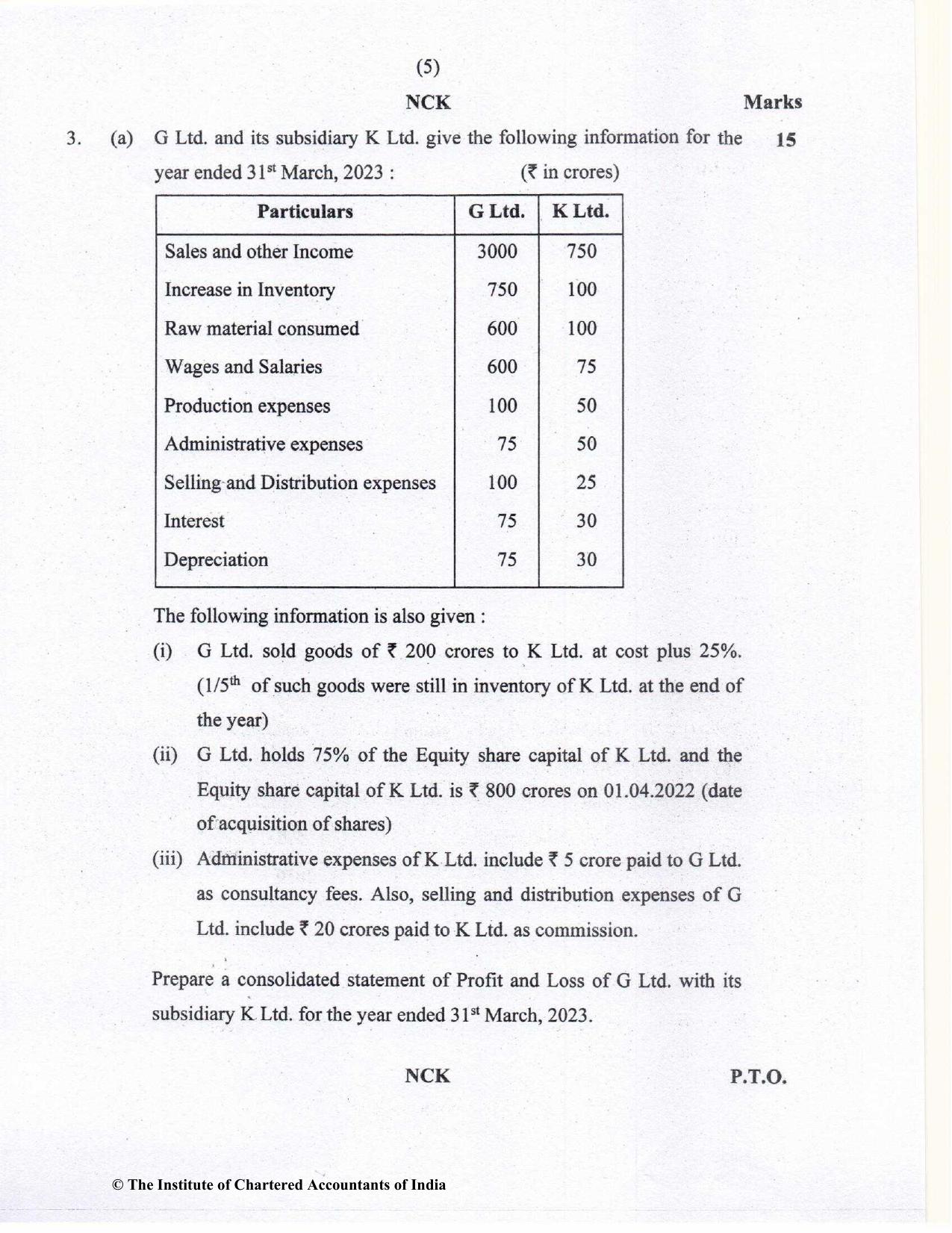 CA Inter May 2023 Question Paper - Paper 5 – Advanced Accounting - Page 5
