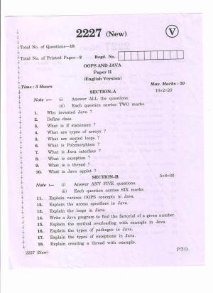 AP Inter 2nd Year Oops and Java-II (new) March-2020-Vocational Question Paper