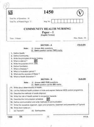 AP Intermediate 2nd Year Vocational Question Paper September-2021- Community_Health_Nursing-I