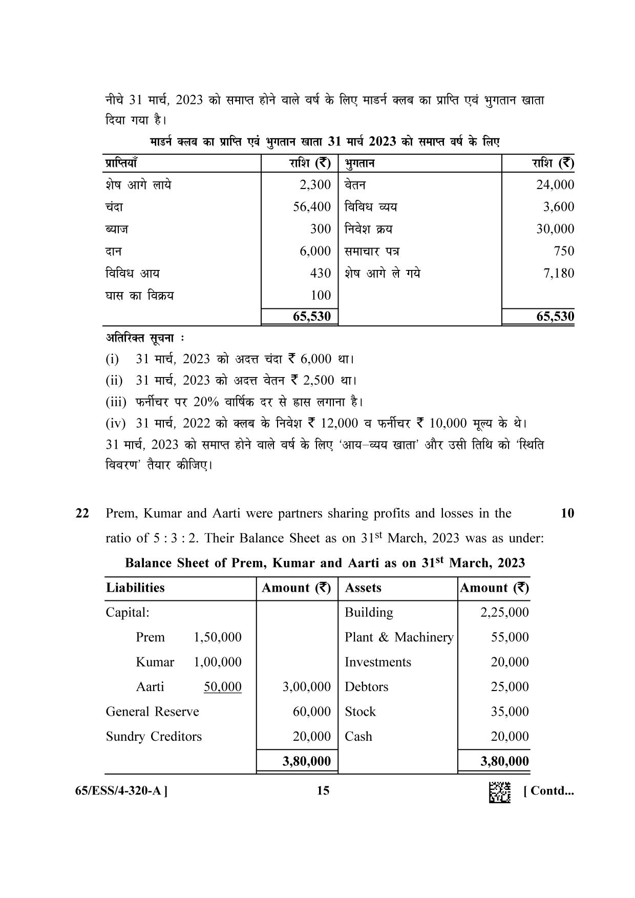 NIOS 2023 Class 12 Accountancy SET B Question Paper - Page 15