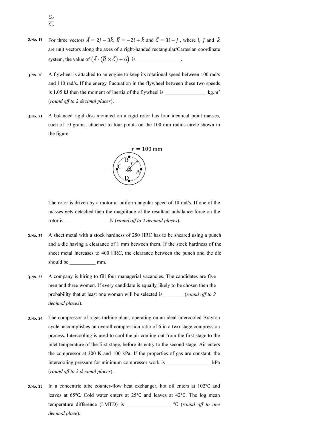 GATE 2020 Mechanical Engineering (ME) Question Paper - Page 9