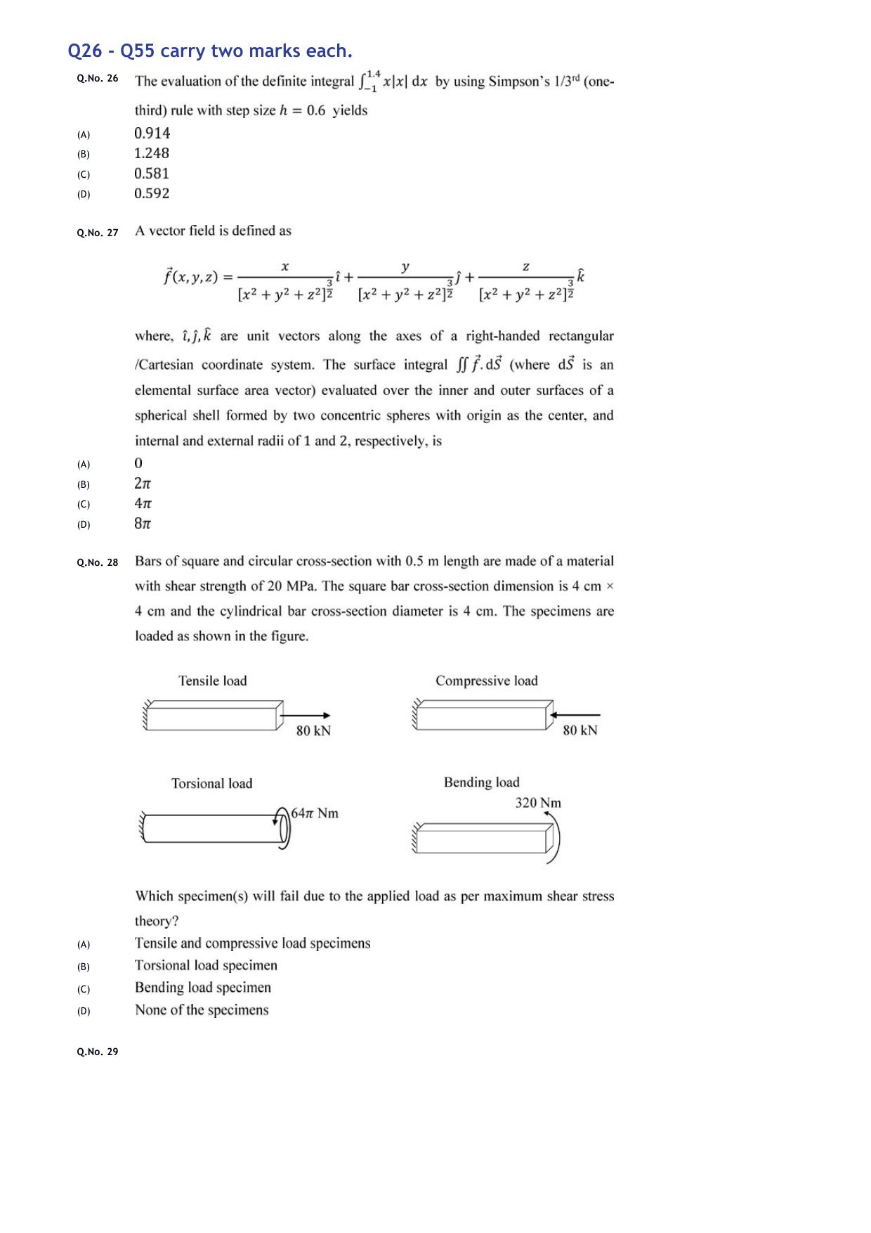 GATE 2020 Mechanical Engineering (ME) Question Paper - Page 10