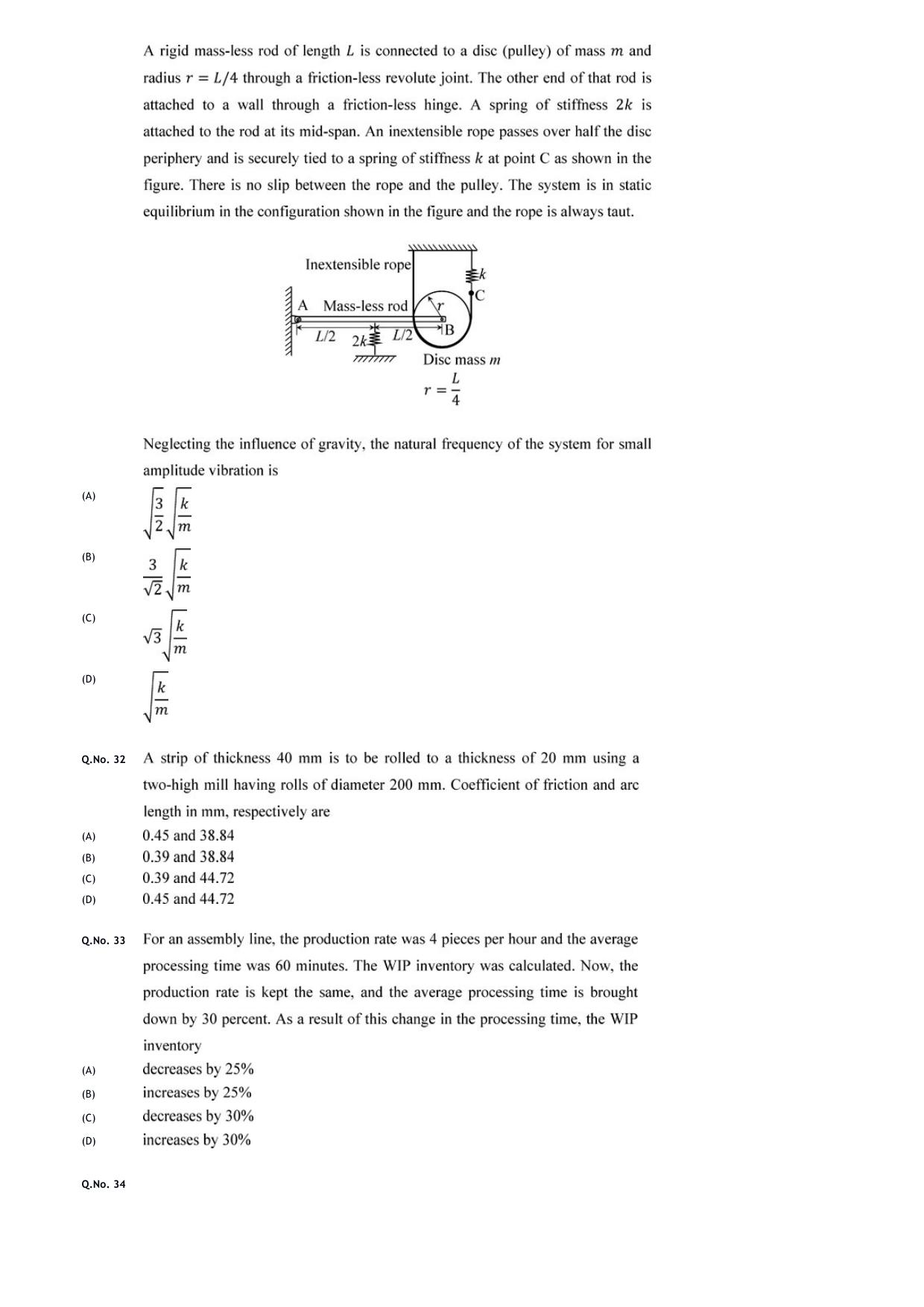 GATE 2020 Mechanical Engineering (ME) Question Paper - Page 12