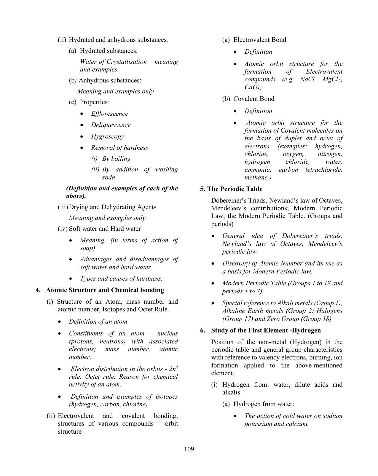 ICSE Chemistry Syllabus 2026 - Page 2