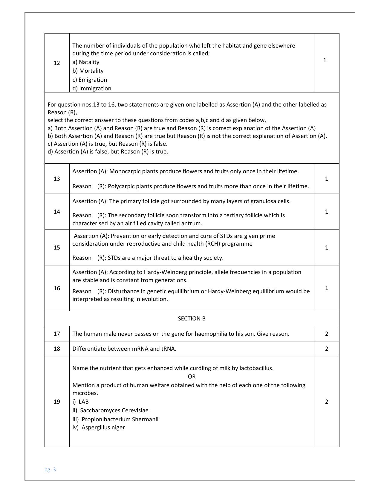 Edudel Class 12 Biology (English) Practice Papers-2 (2023-24) - Page 3