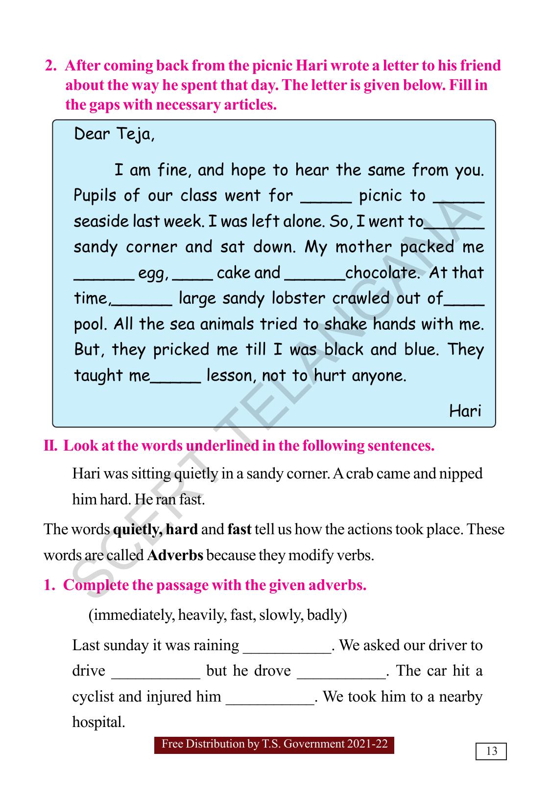 TS SCERT Class 5  English(English Medium) Text Book - Page 21