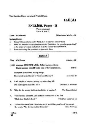 AP Class 10 Maths (Paper II) 2016 Question Paper