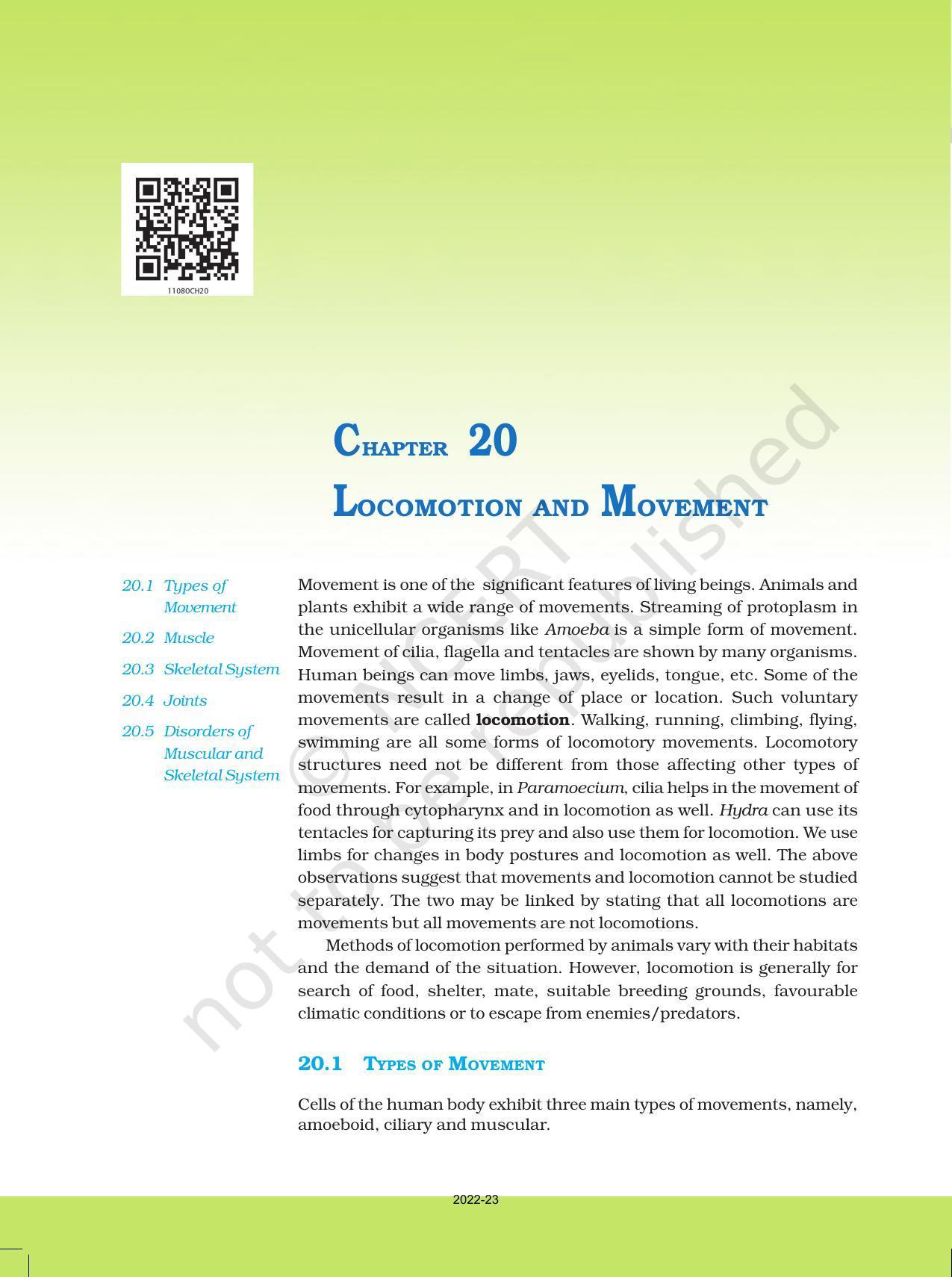 NCERT Book for Class 11 Biology Chapter 20 Locomotion and Movement - Page 1