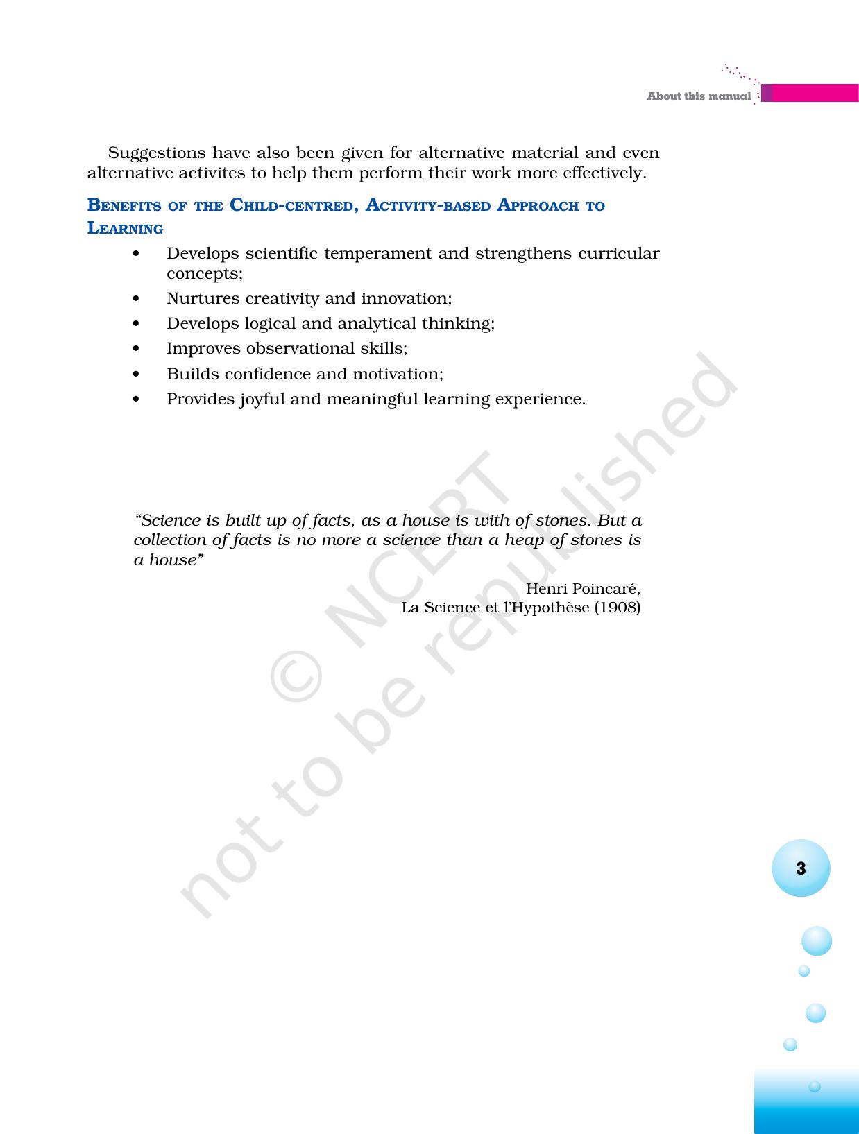 NCERT Laboratory Manuals for Class VI to VIII Science - About this Manual - Page 3