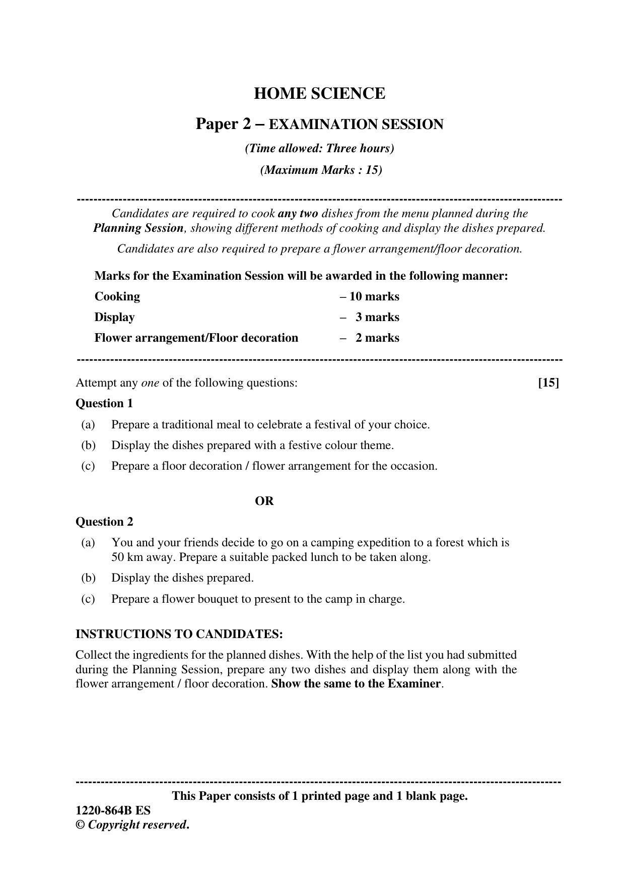 ISC Class 12 2020 Home Science Paper II Question Paper - Page 3