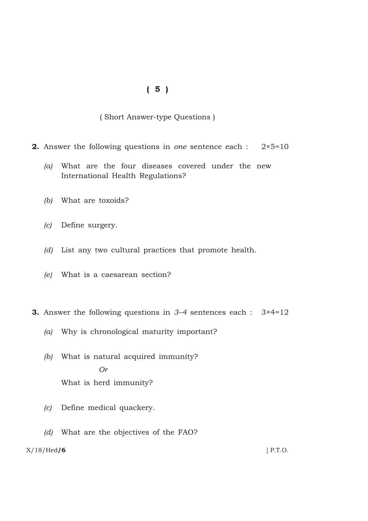 Meghalaya Board (MBOSE) Class 10 HEALTH EDUCATION 2018 Question Paper - Page 5