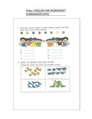 Worksheet for Class 1 English Assignment 46