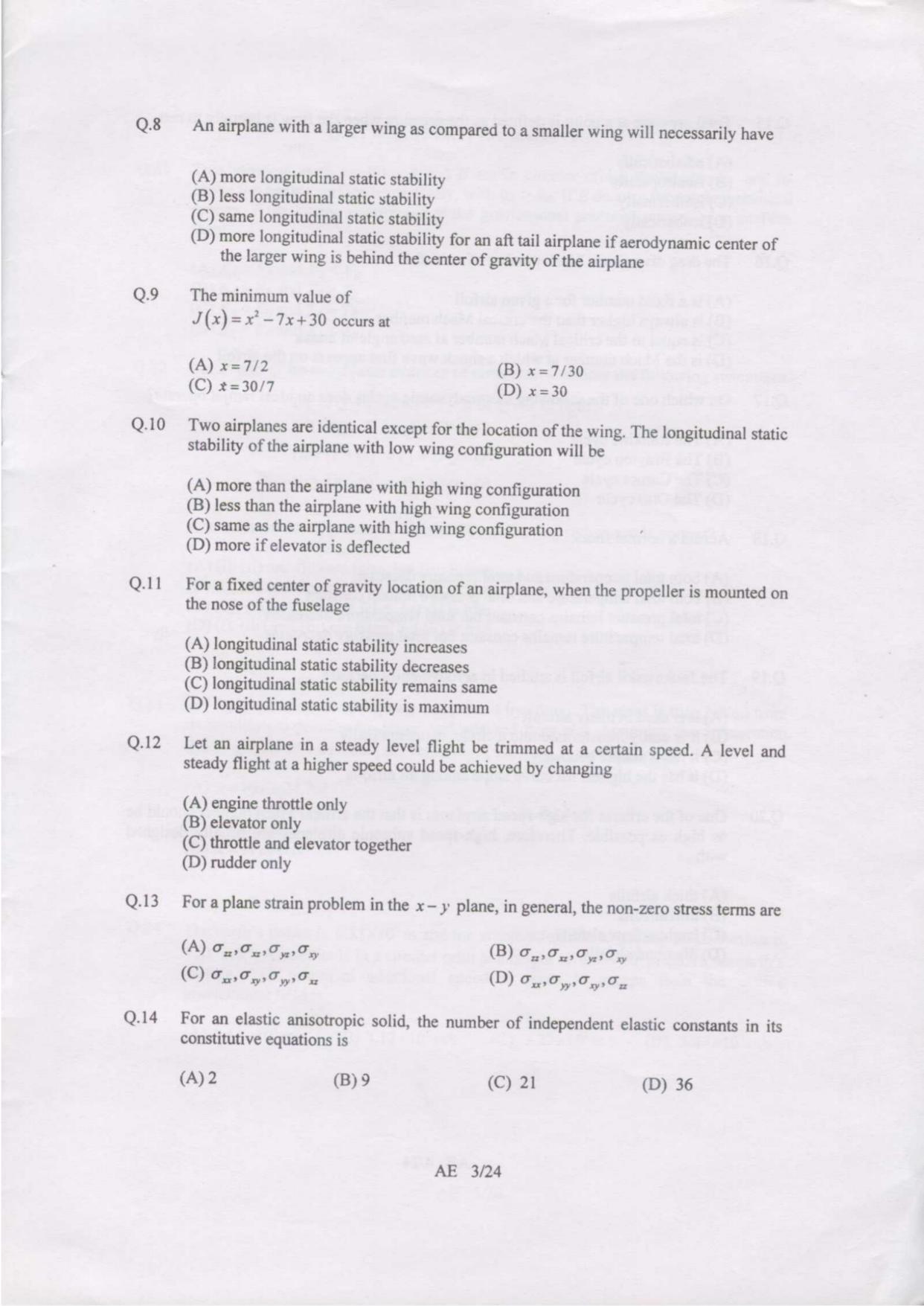 GATE 2007 Aerospace Engineering (AE) Question Paper with Answer Key - Page 3