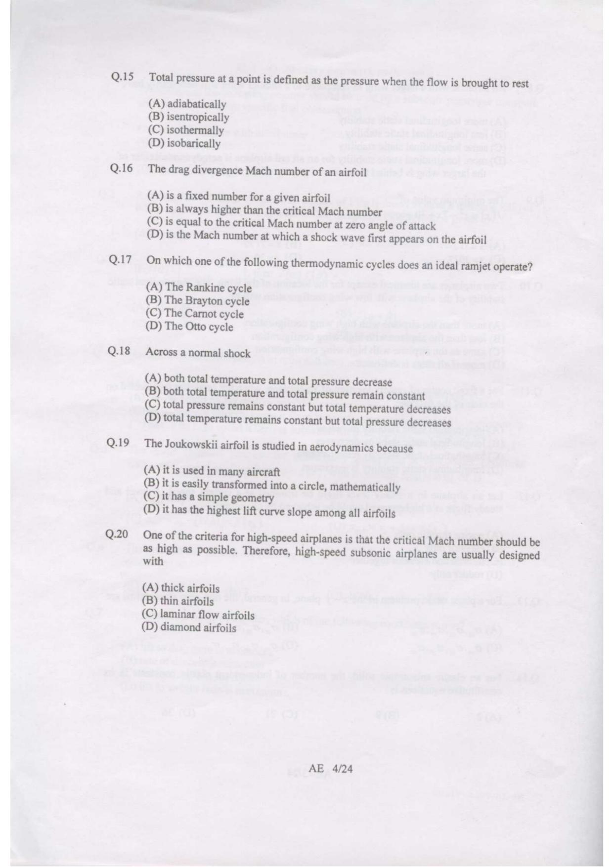 GATE 2007 Aerospace Engineering (AE) Question Paper with Answer Key - Page 4