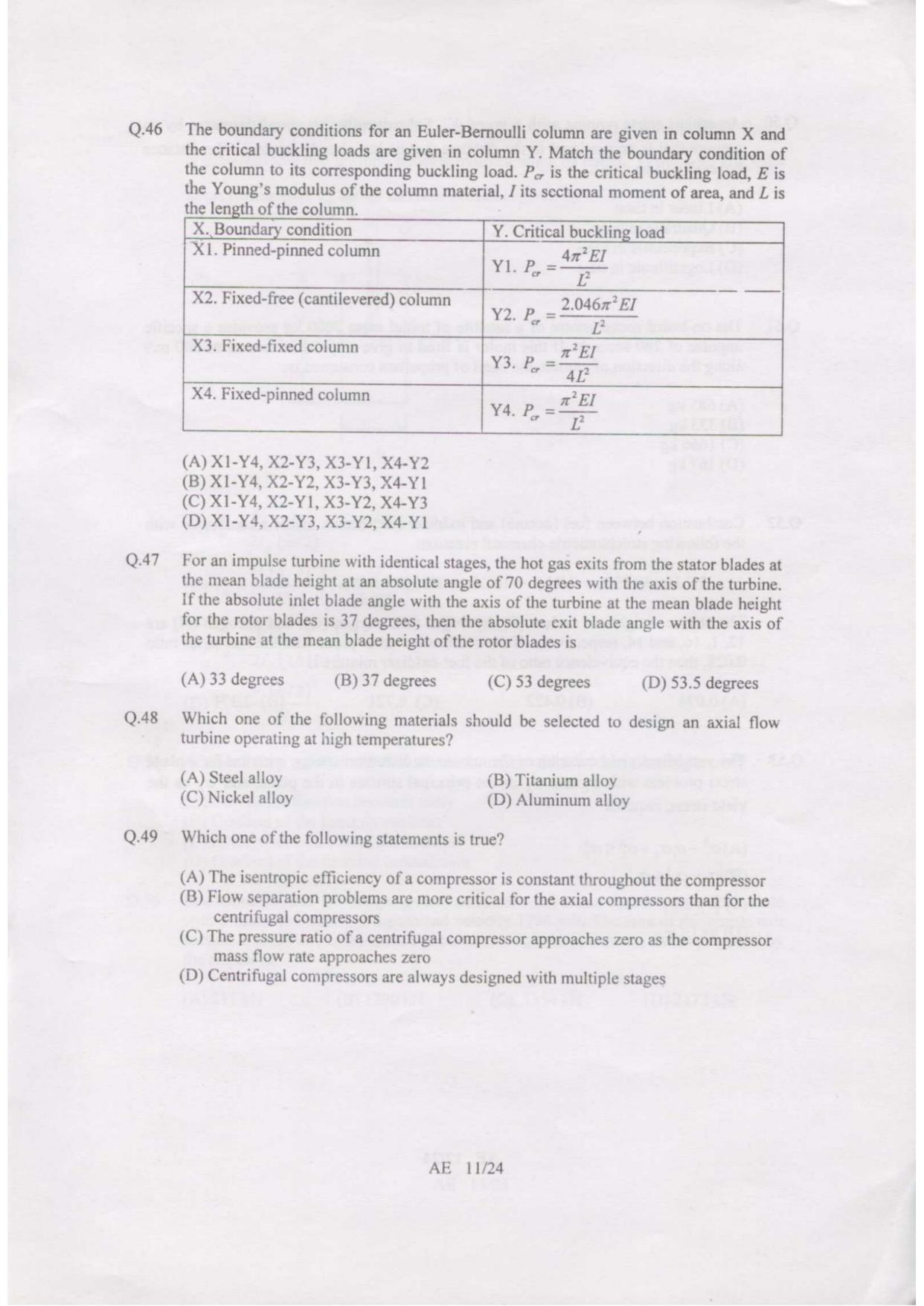 GATE 2007 Aerospace Engineering (AE) Question Paper with Answer Key - Page 11