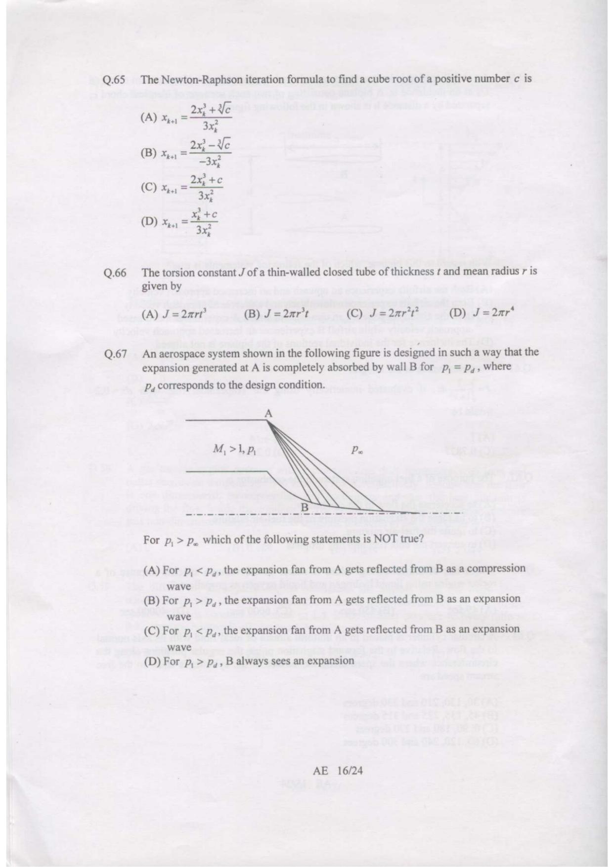 GATE 2007 Aerospace Engineering (AE) Question Paper with Answer Key - Page 16