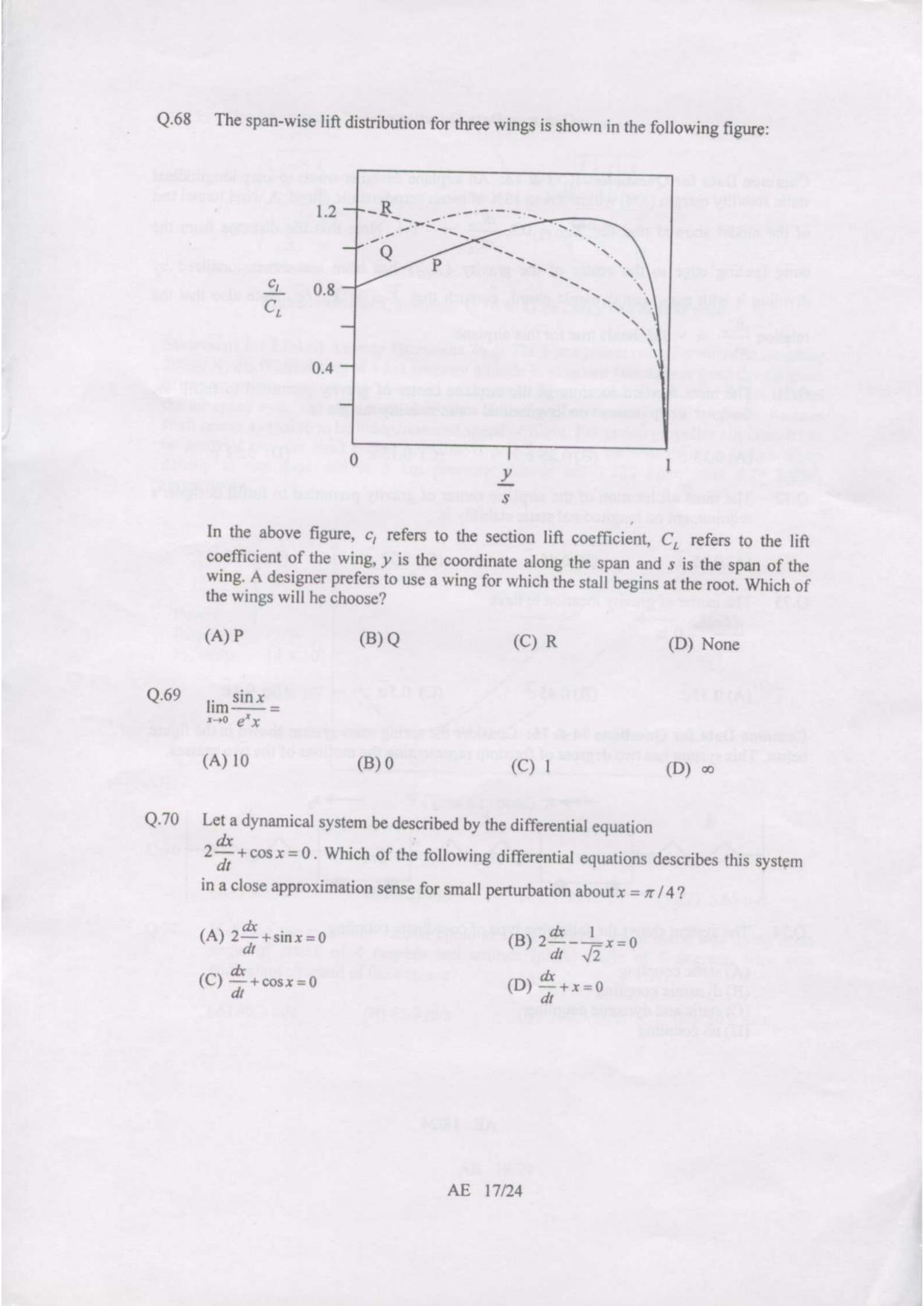 GATE 2007 Aerospace Engineering (AE) Question Paper with Answer Key - Page 17