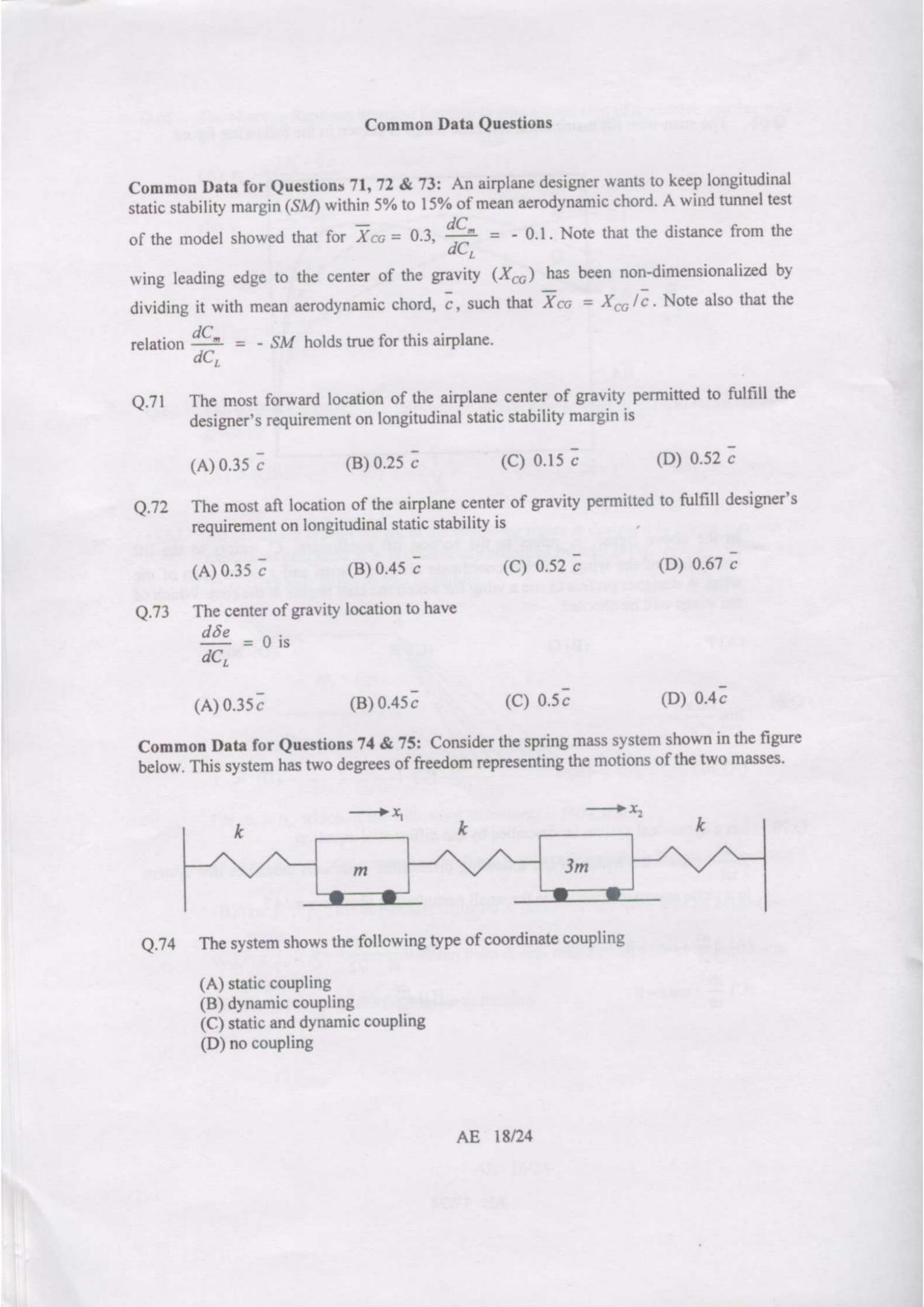 GATE 2007 Aerospace Engineering (AE) Question Paper with Answer Key - Page 18
