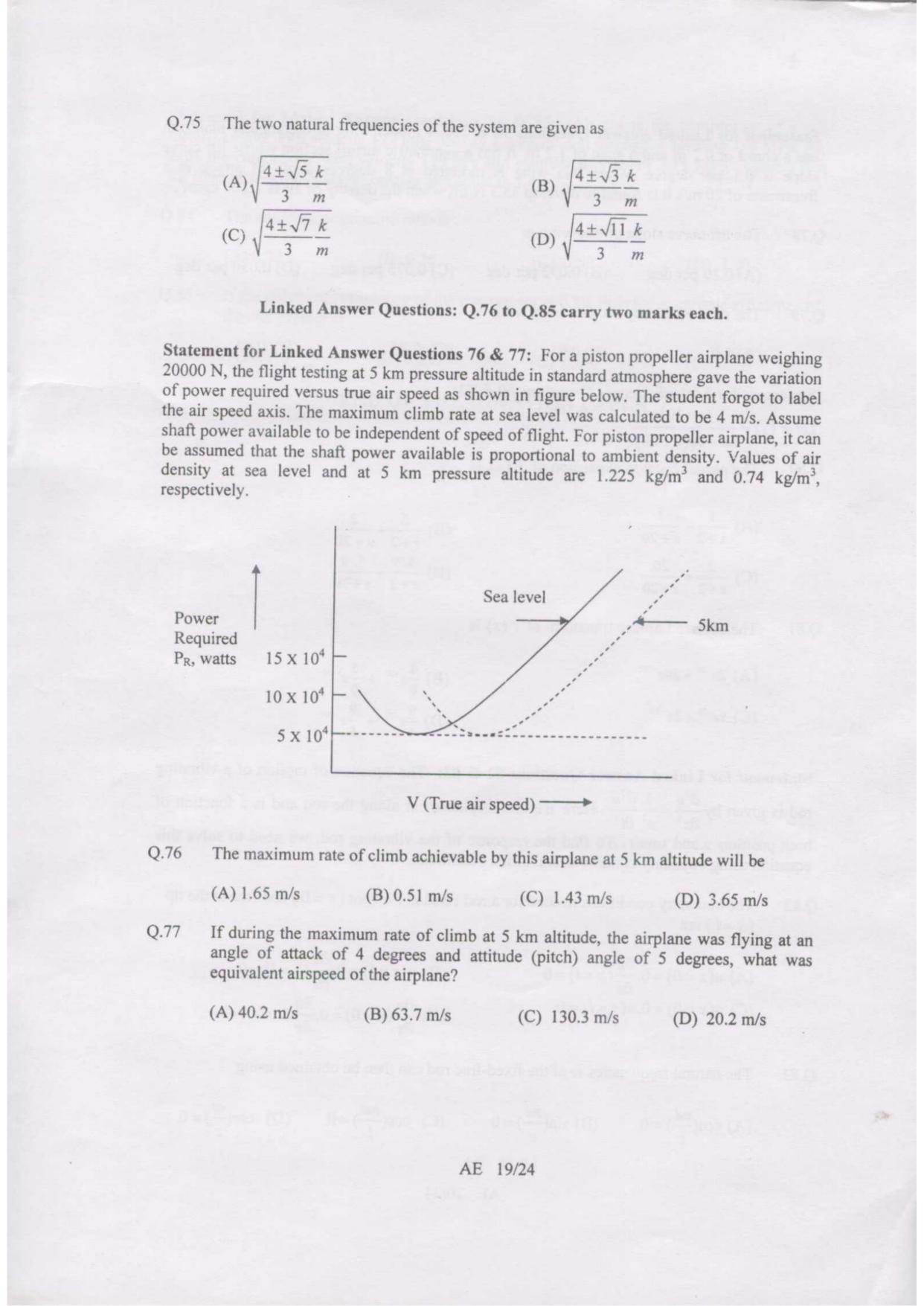 GATE 2007 Aerospace Engineering (AE) Question Paper with Answer Key - Page 19