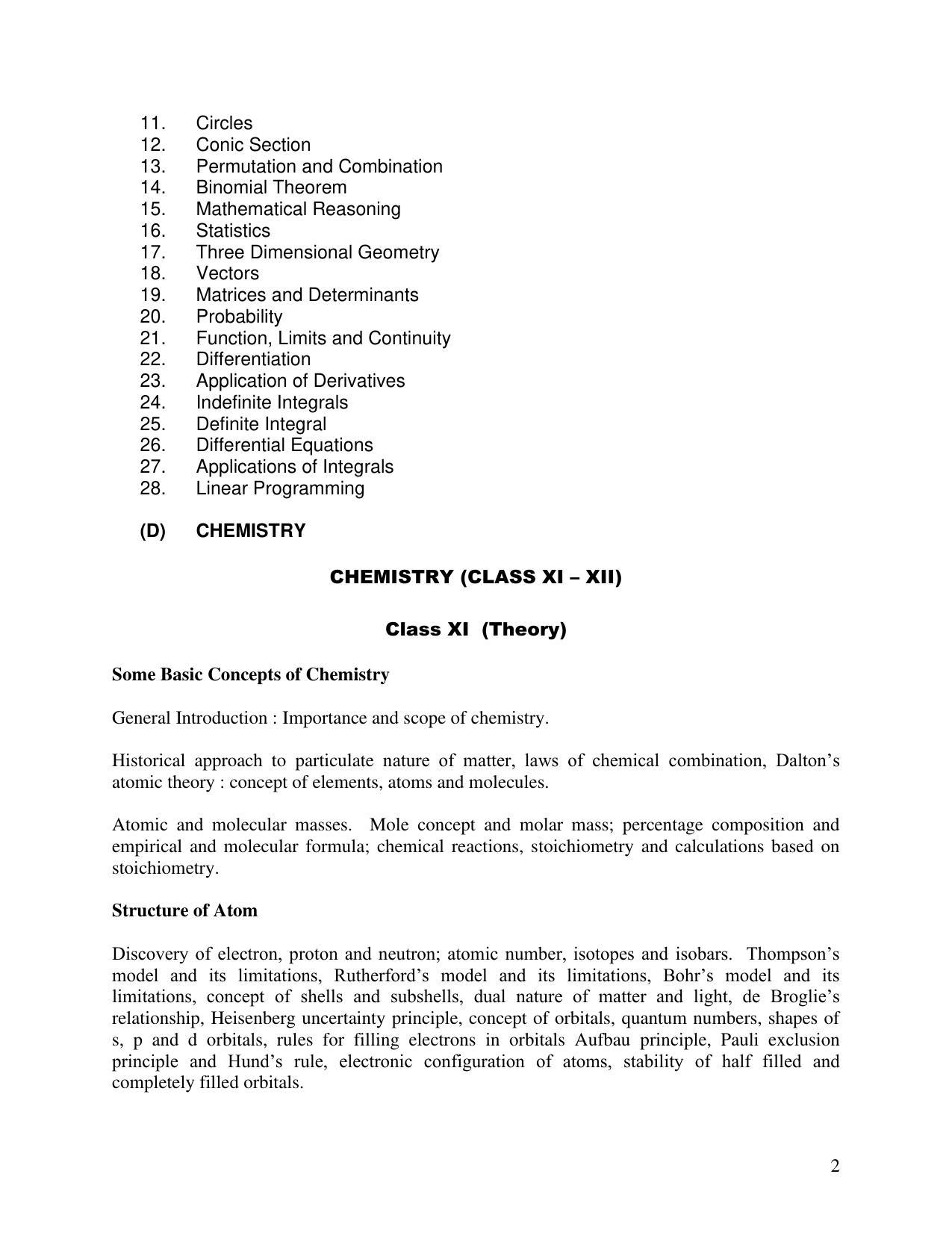 AMU Entrance Exam: B.Sc. (Hons) Syllabus - Page 2