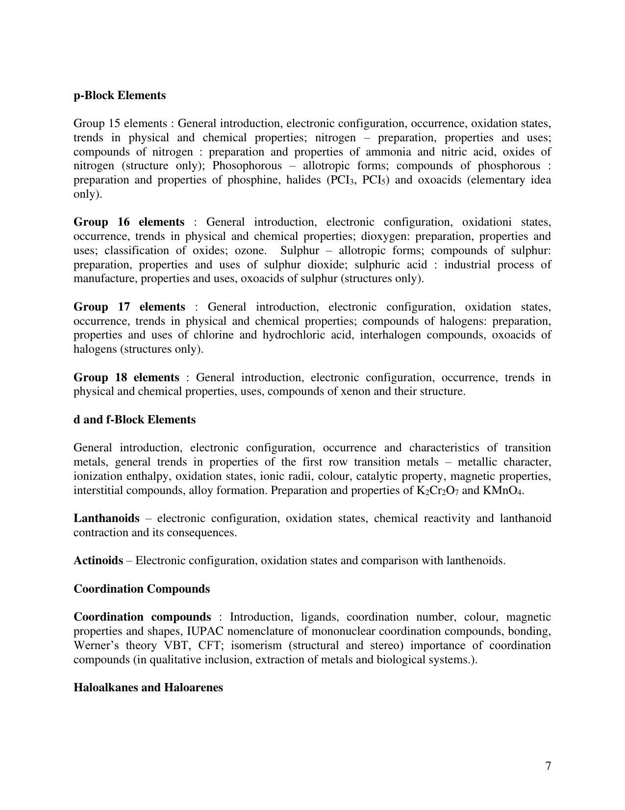 AMU Entrance Exam: B.Sc. (Hons) Syllabus - Page 7