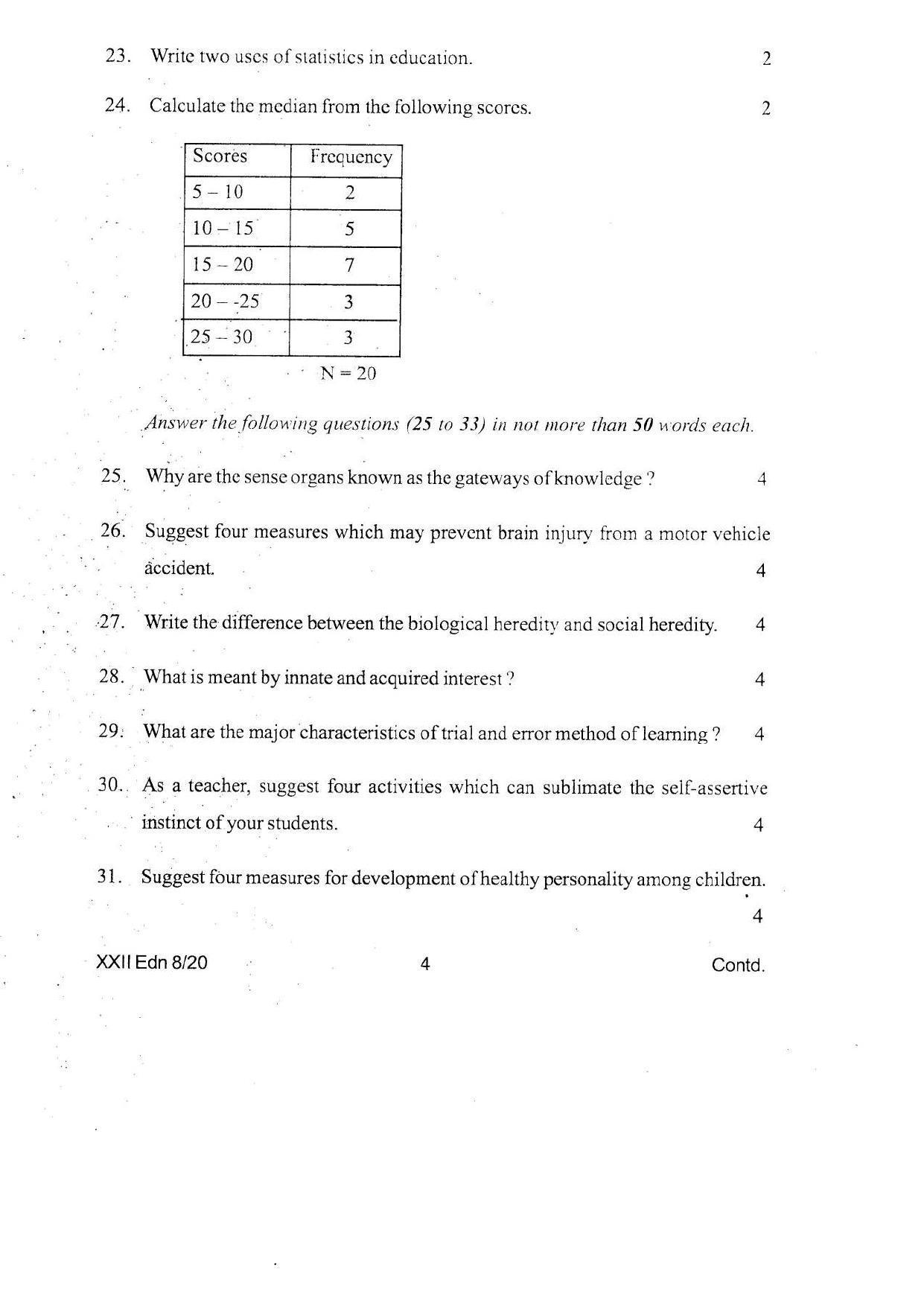 COHSEM Class 12 Education Question Papers 2020 - Page 4
