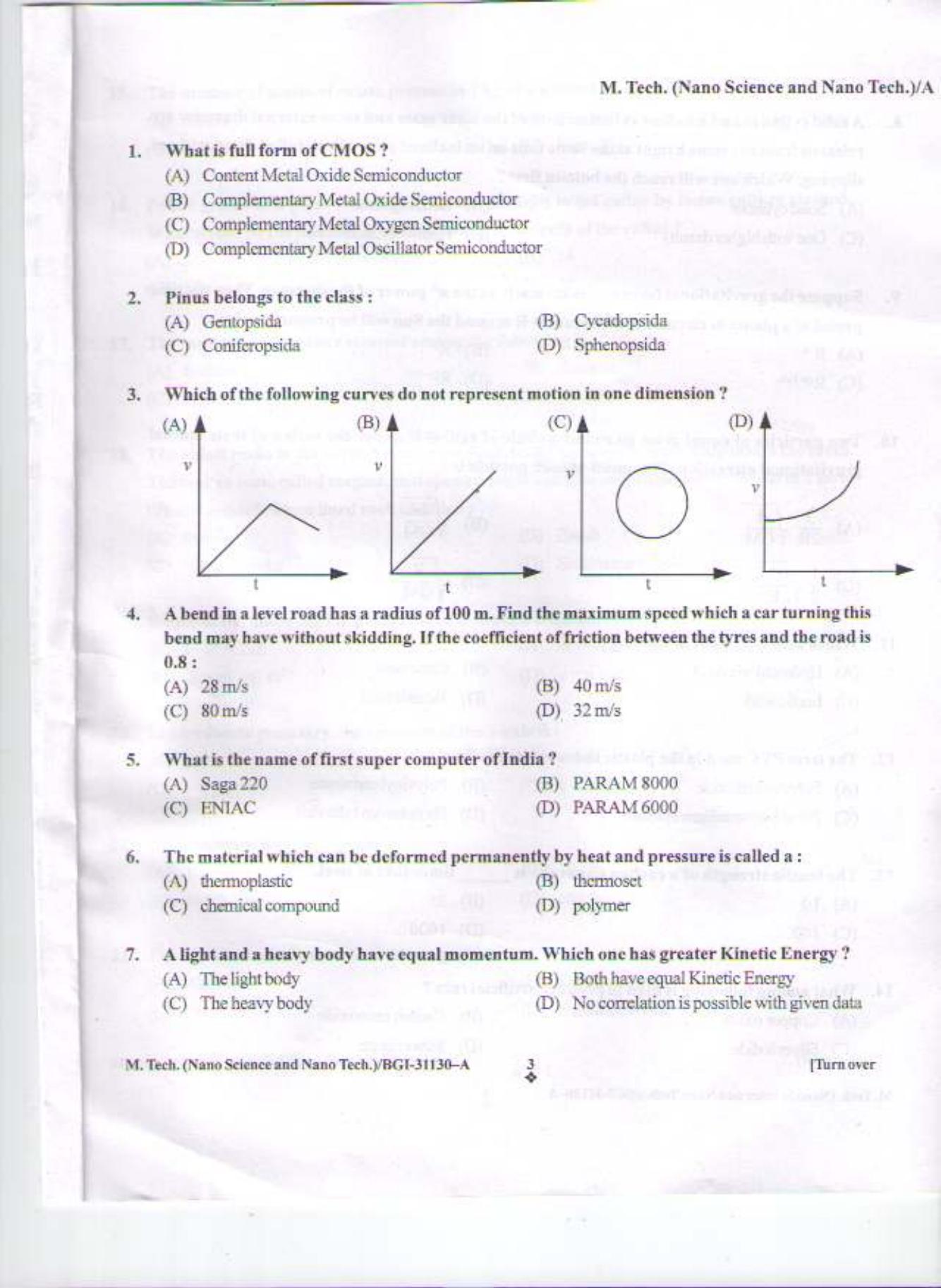 PU CET PG 2015: M.Tech (NanoSc. & NanoTech) Question Paper - Page 2