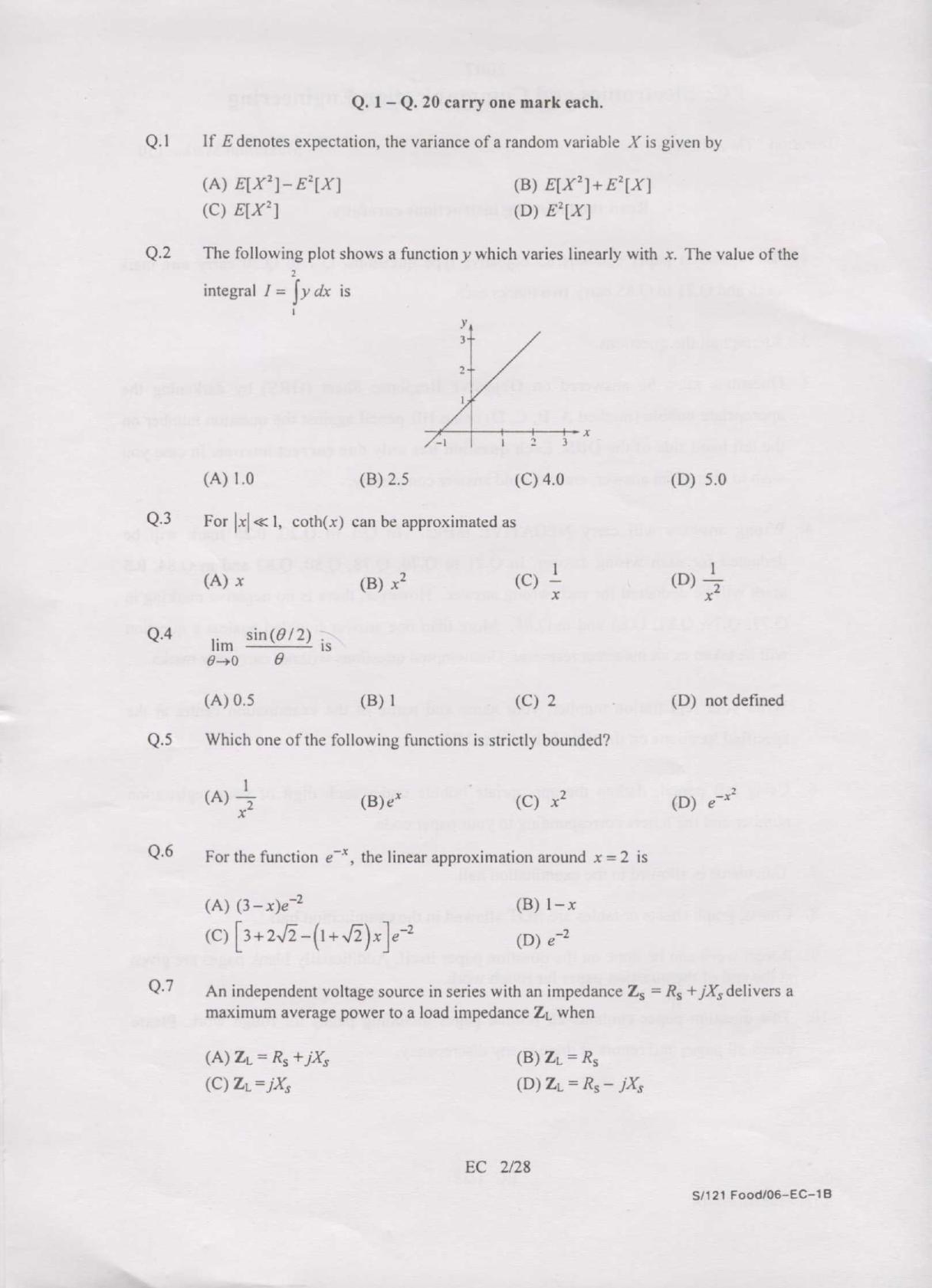 GATE 2007 Electronics and Communication Engineering (EC) Question Paper with Answer Key - Page 2