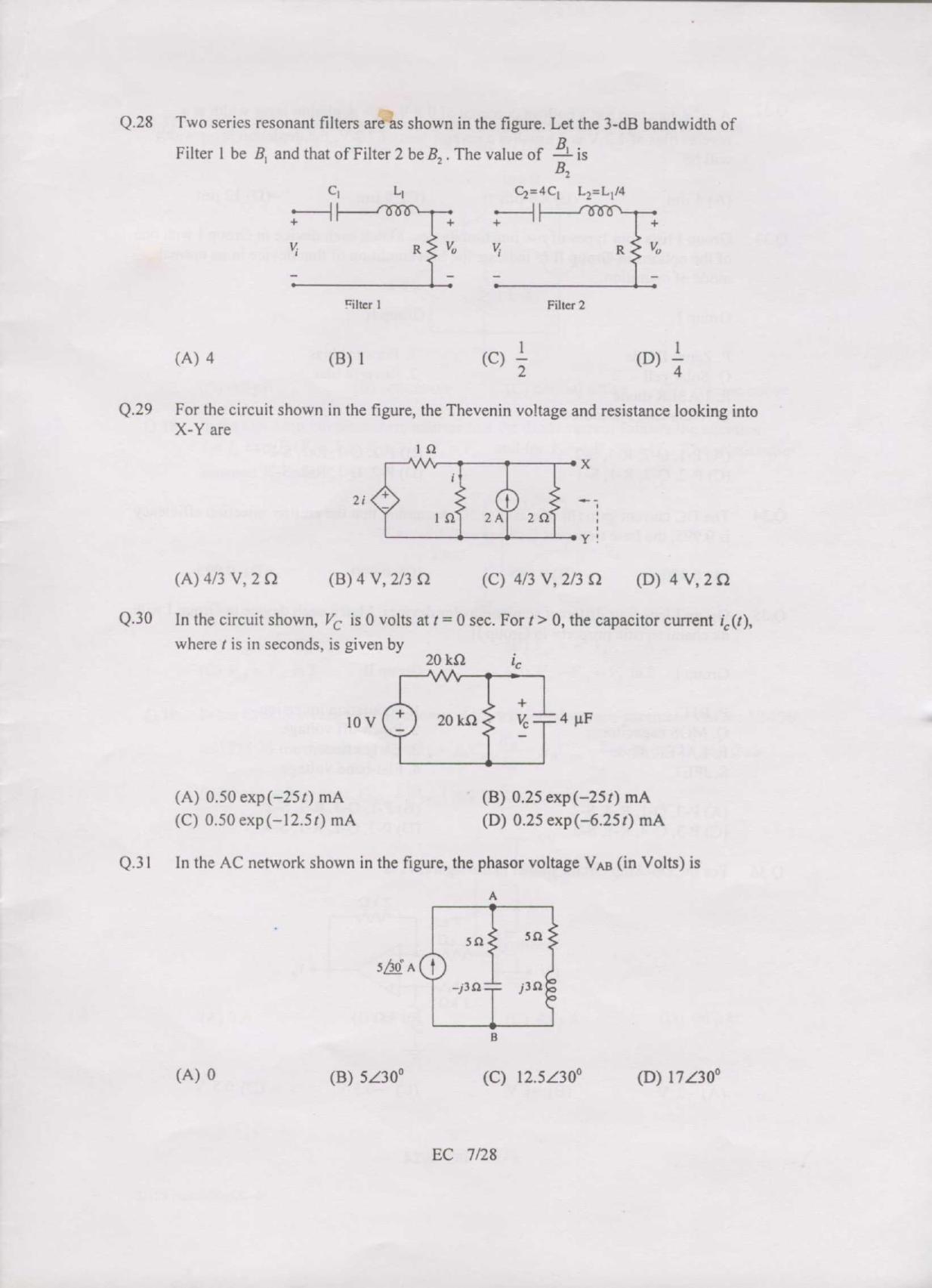 GATE 2007 Electronics and Communication Engineering (EC) Question Paper with Answer Key - Page 7
