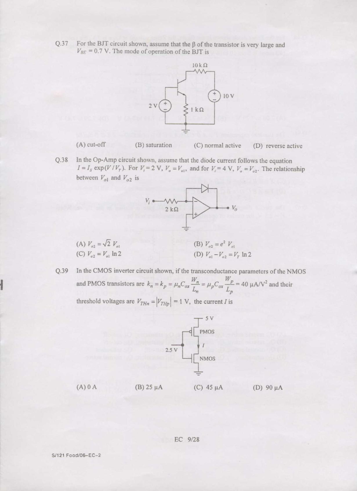 GATE 2007 Electronics and Communication Engineering (EC) Question Paper with Answer Key - Page 9