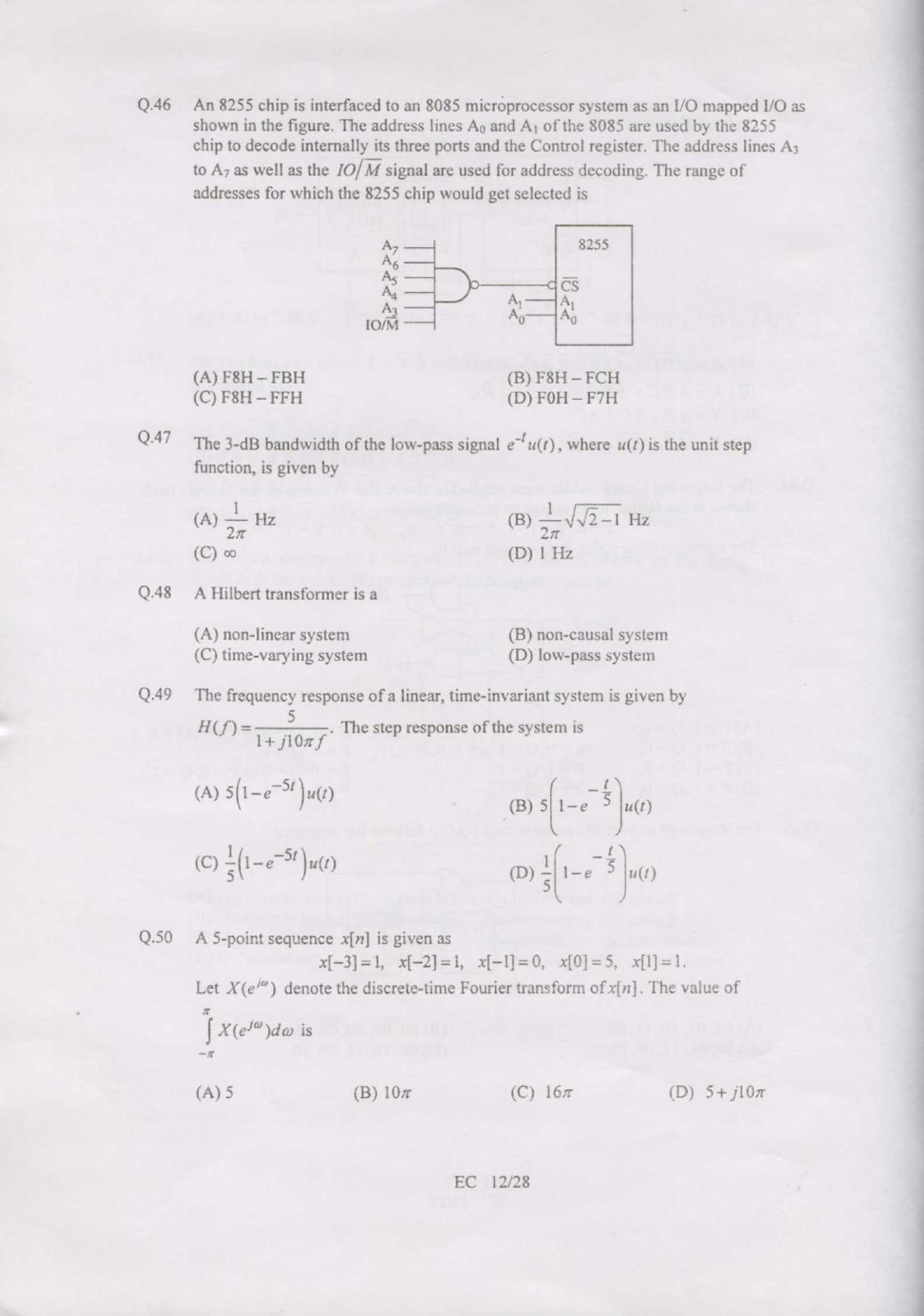 GATE 2007 Electronics and Communication Engineering (EC) Question Paper with Answer Key - Page 12
