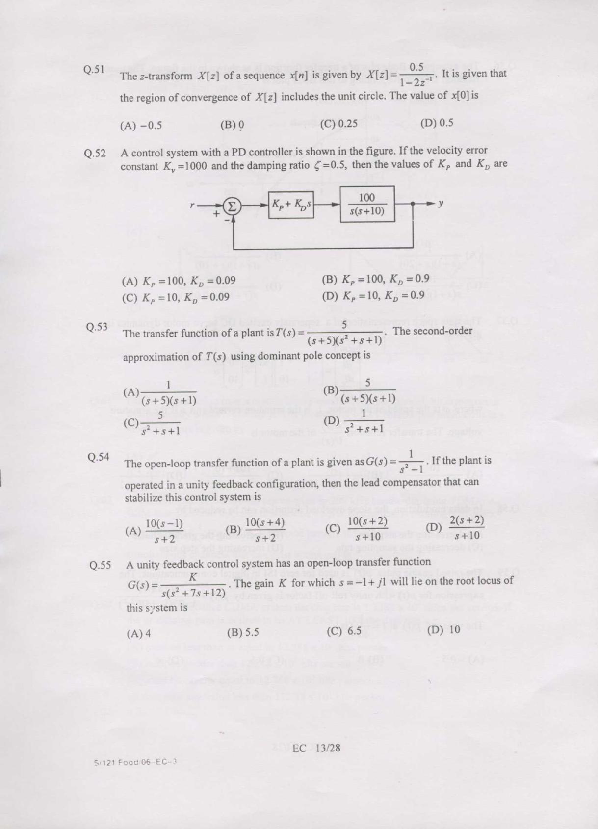 GATE 2007 Electronics and Communication Engineering (EC) Question Paper with Answer Key - Page 13