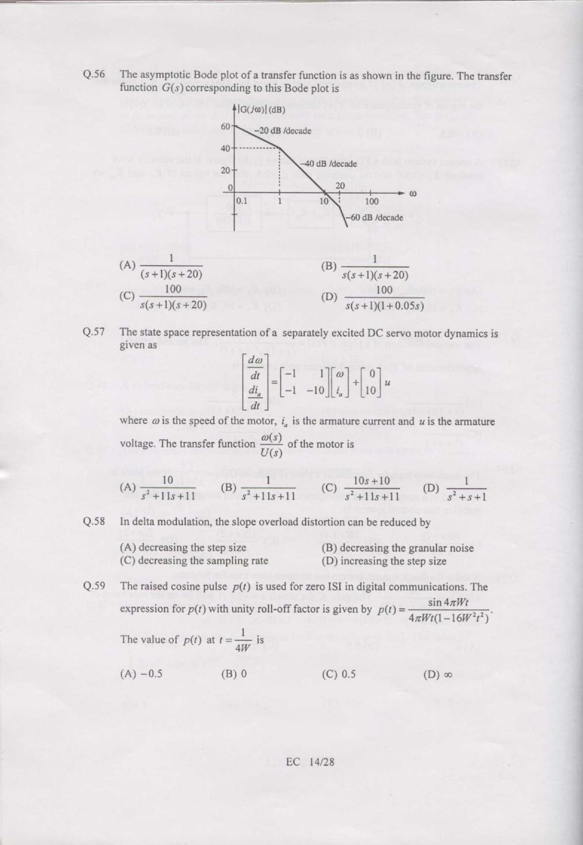 GATE 2007 Electronics and Communication Engineering (EC) Question Paper with Answer Key - Page 14