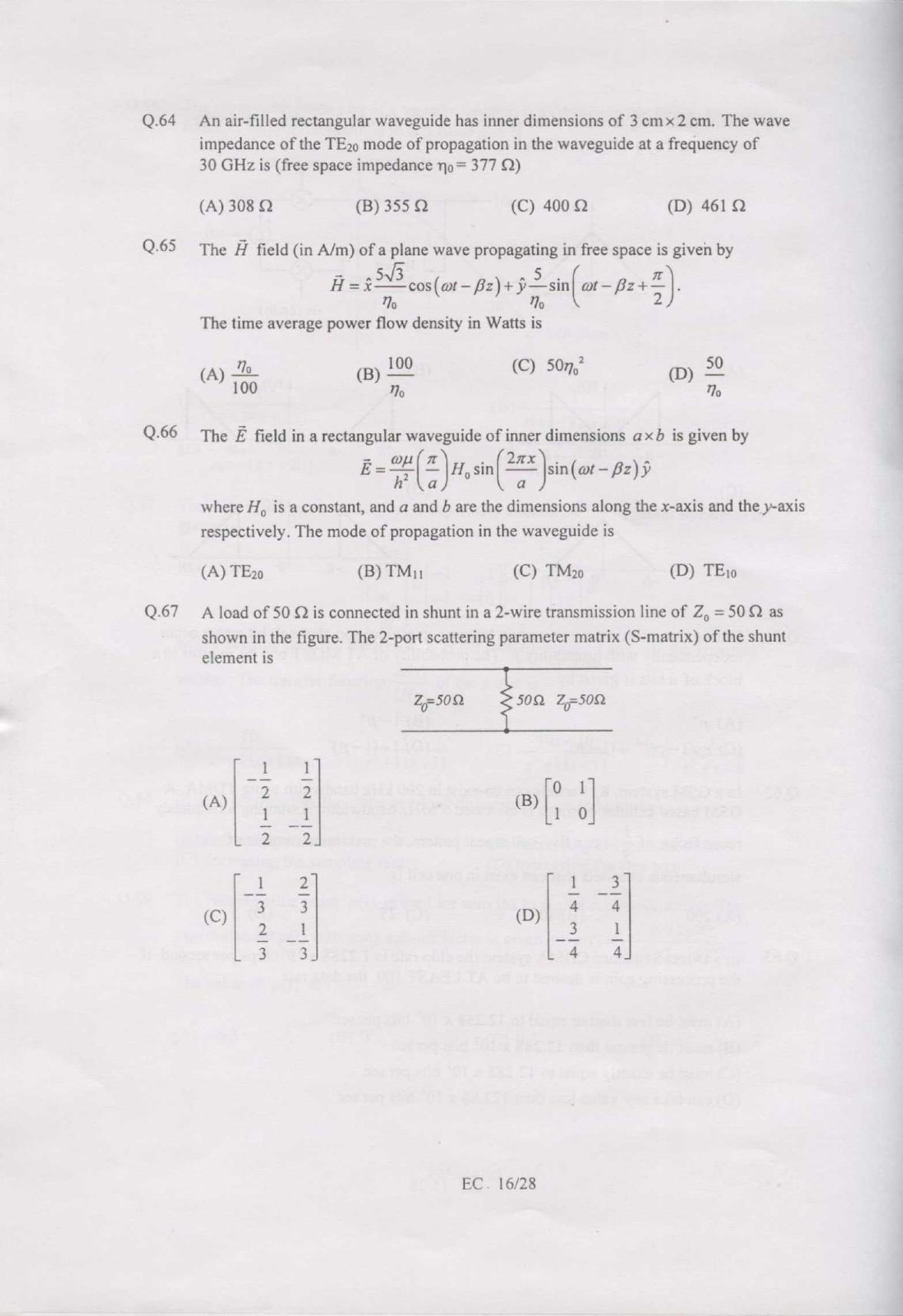 GATE 2007 Electronics and Communication Engineering (EC) Question Paper with Answer Key - Page 16