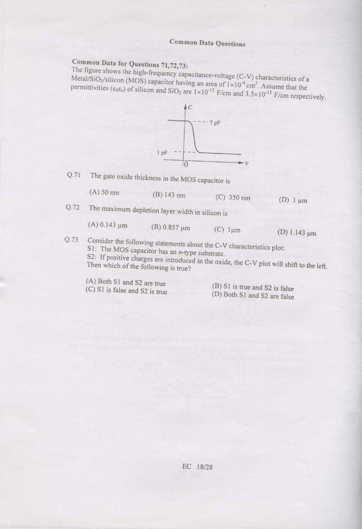GATE 2007 Electronics and Communication Engineering (EC) Question Paper with Answer Key - Page 18