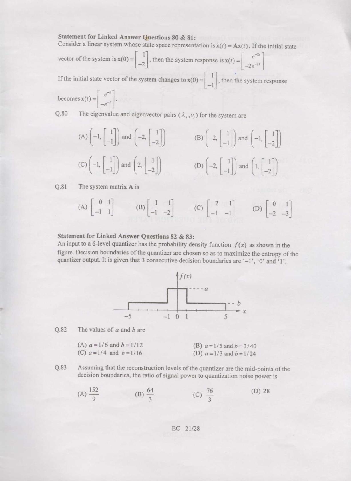 GATE 2007 Electronics and Communication Engineering (EC) Question Paper with Answer Key - Page 21