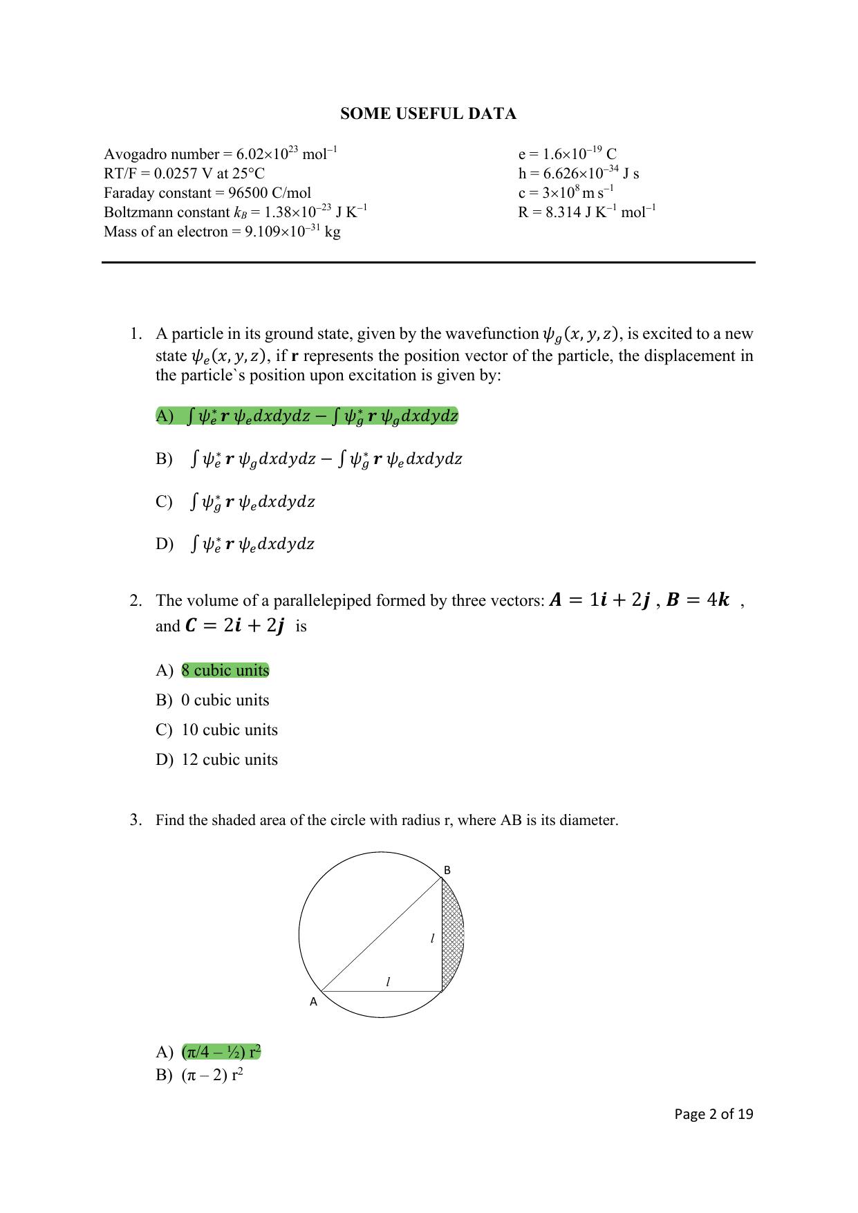 TIFR GS 2024 Chemistry Question Paper - Page 2
