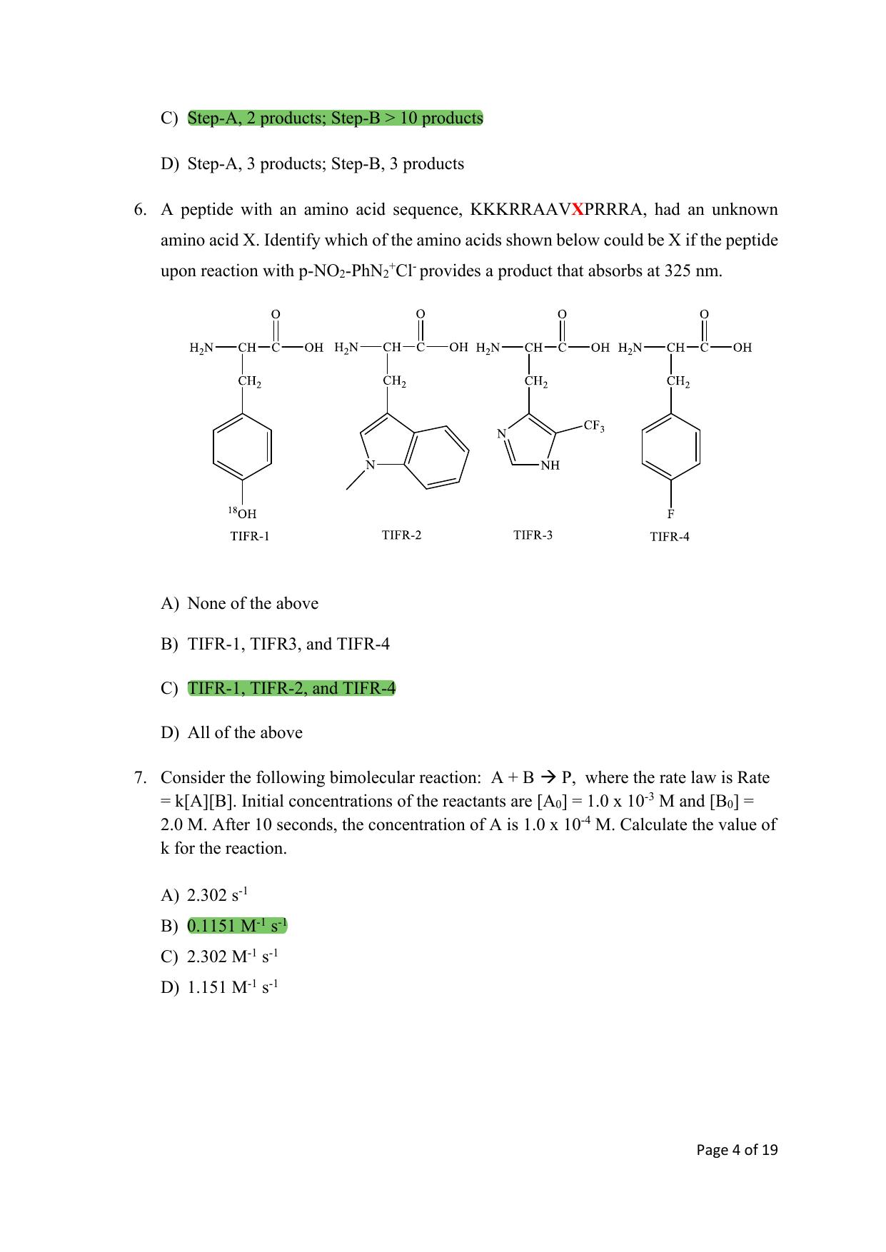 TIFR GS 2024 Chemistry Question Paper - Page 4