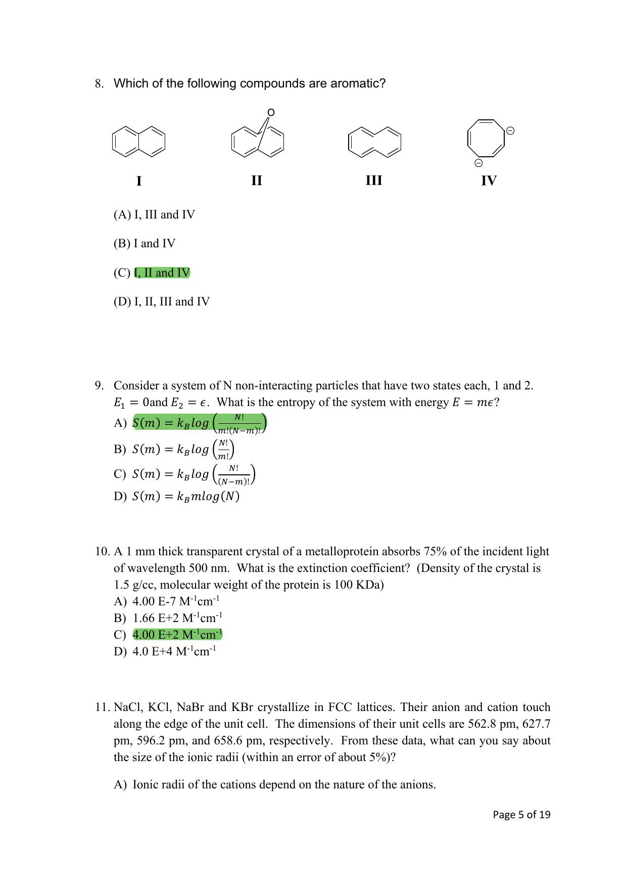 TIFR GS 2024 Chemistry Question Paper - Page 5