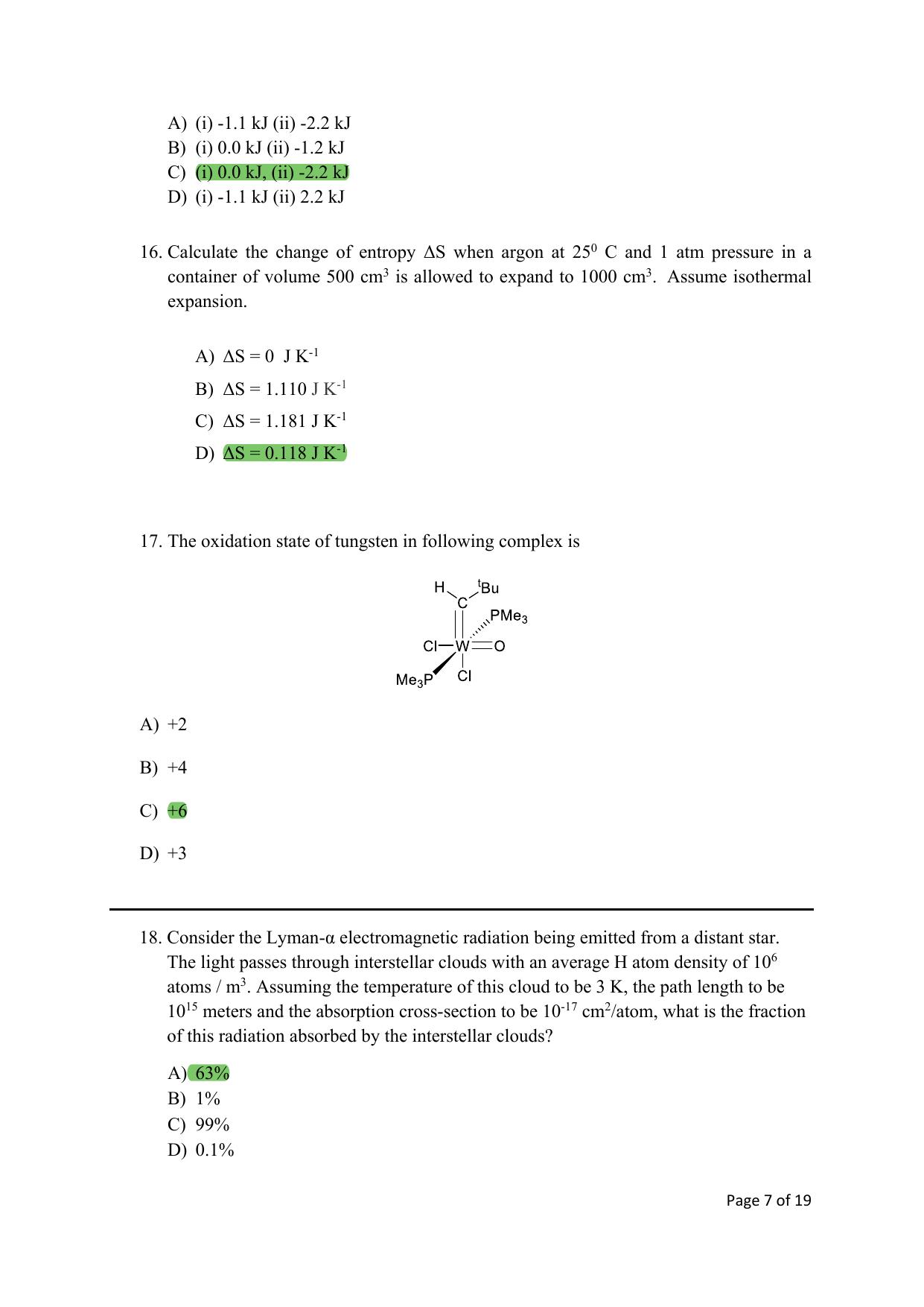 TIFR GS 2024 Chemistry Question Paper - Page 7