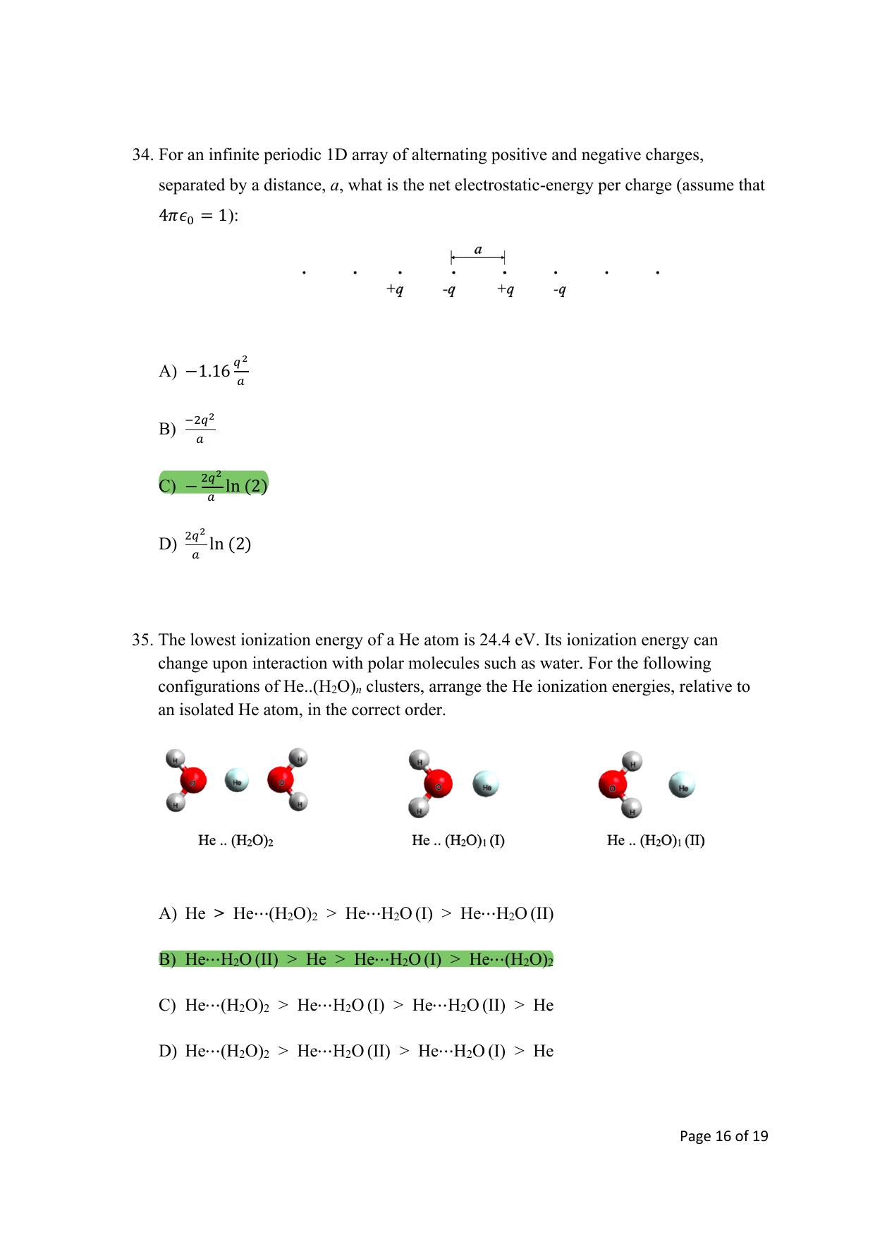 TIFR GS 2024 Chemistry Question Paper - Page 16