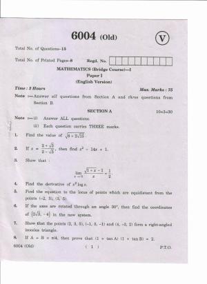 AP Inter 1st Year Mathematics (Bridge Course)-I (Old) March-2019-Vocational Question Paper