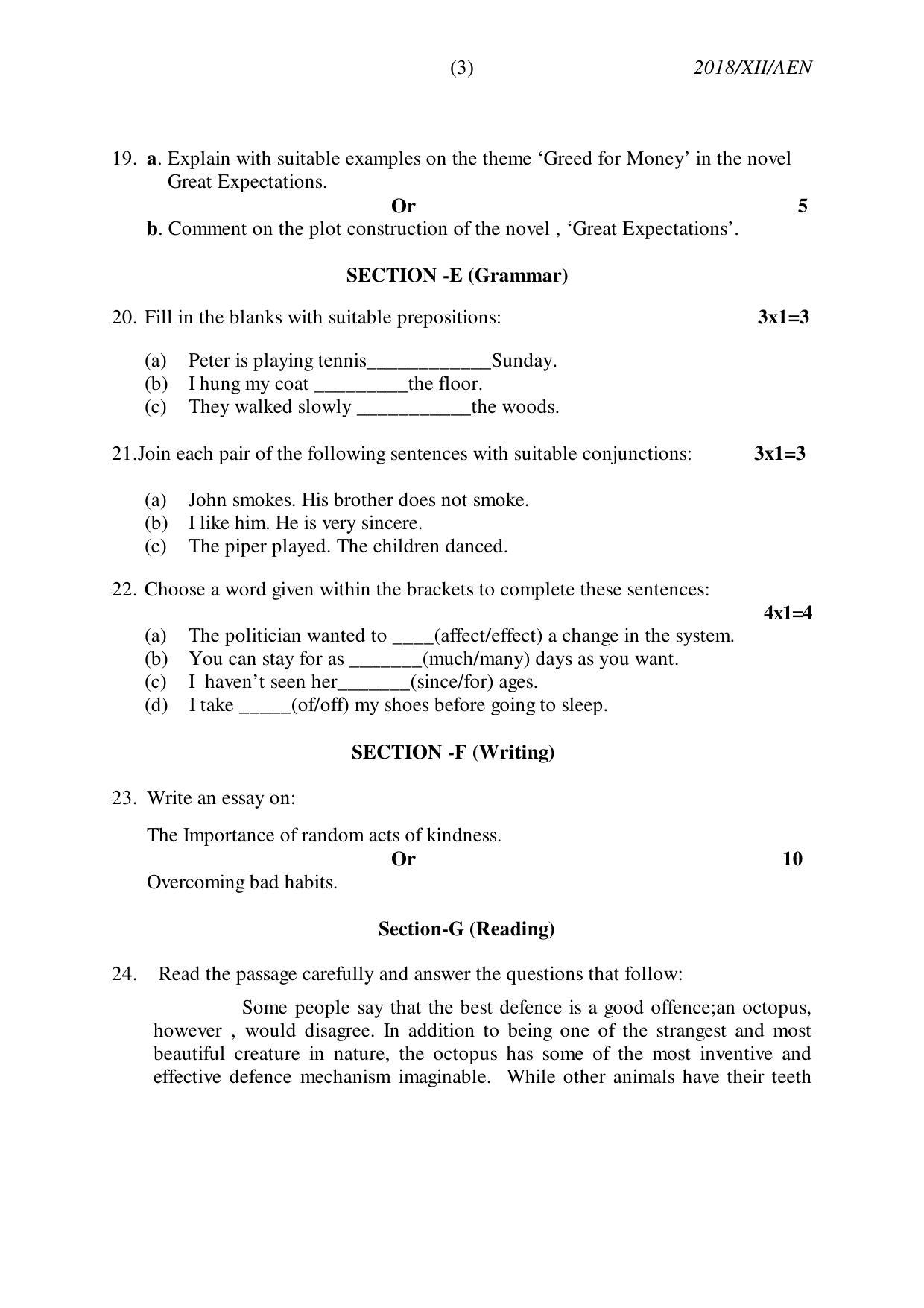 Nagaland Board Class 12 ALTERNATIVE ENGLISH 2018 Question Papers - Page 3