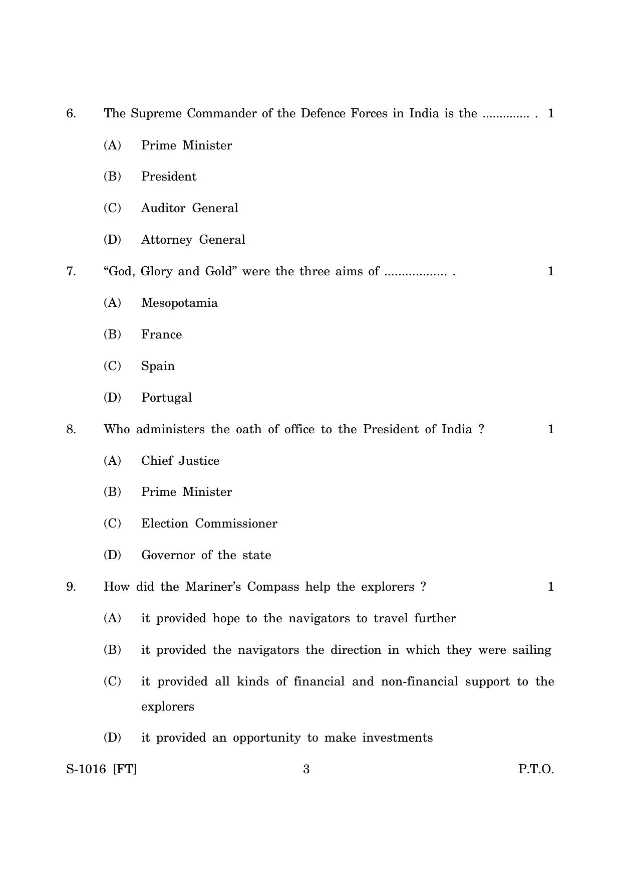 Goa Board Class 10 History & Political Science (E) (November 2022) Question Paper - Page 3