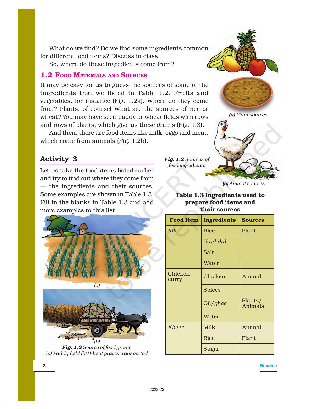 NCERT Book for Class 6 Science: Chapter 1-Food, Where Does It Come From? - Page 2
